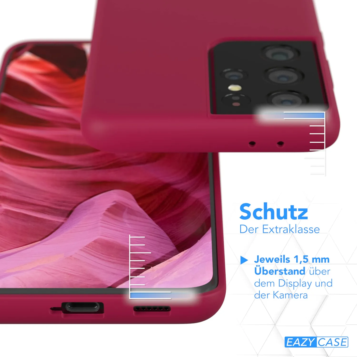 EAZY CASE Galaxy S21 Ultra 5G Silikonhülle Beere Premium