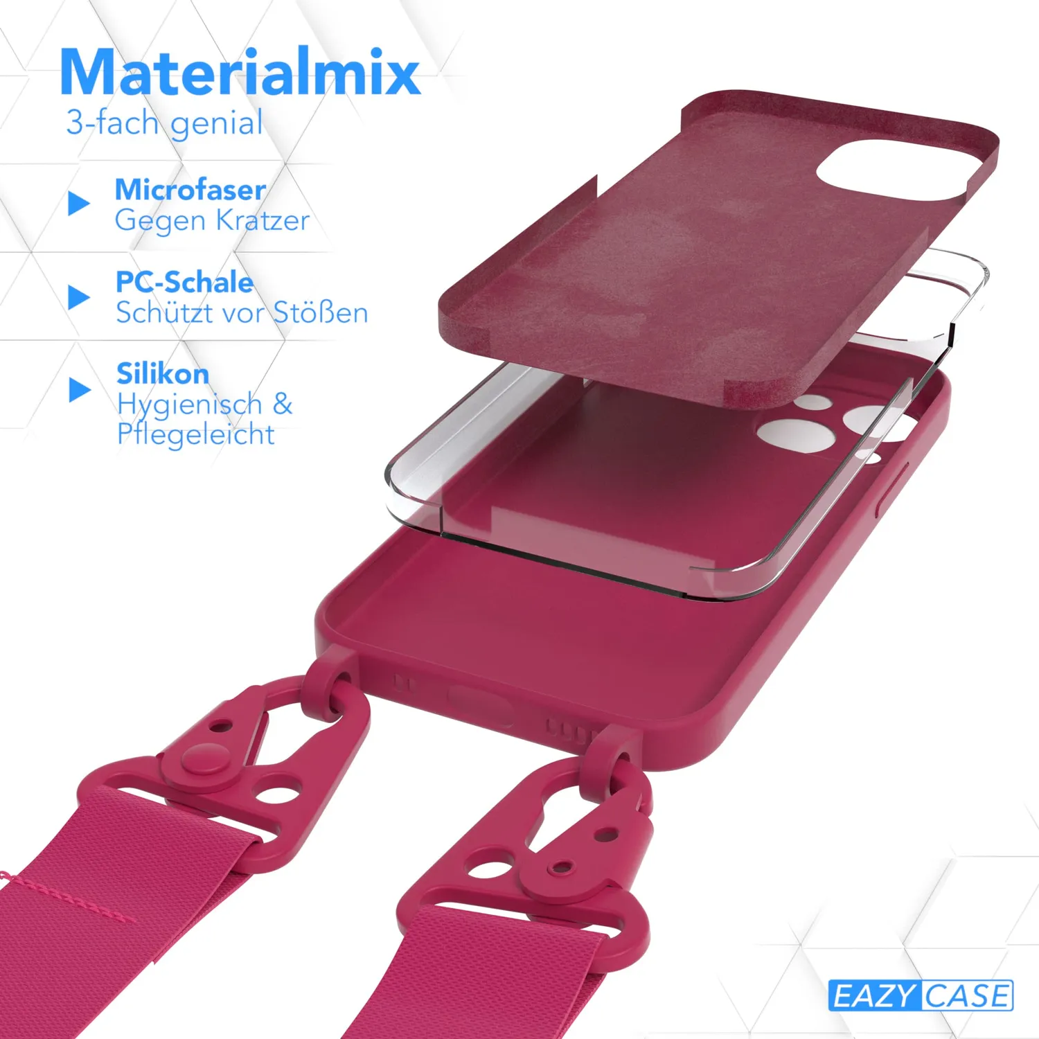 EAZY CASE iPhone 13 Mini Handykette Beere Silikon Band
