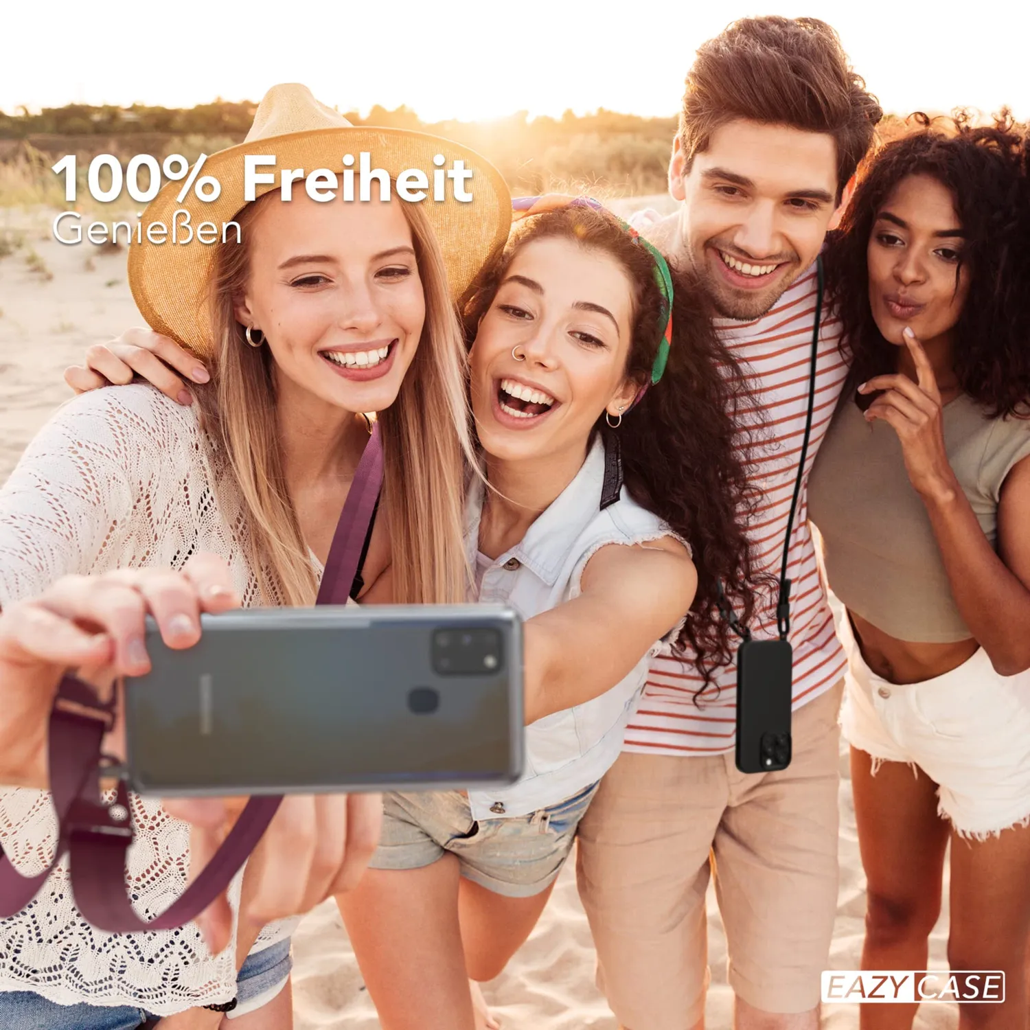 EAZY CASE Galaxy A21s Handykette Beere transparent Stoßschutz