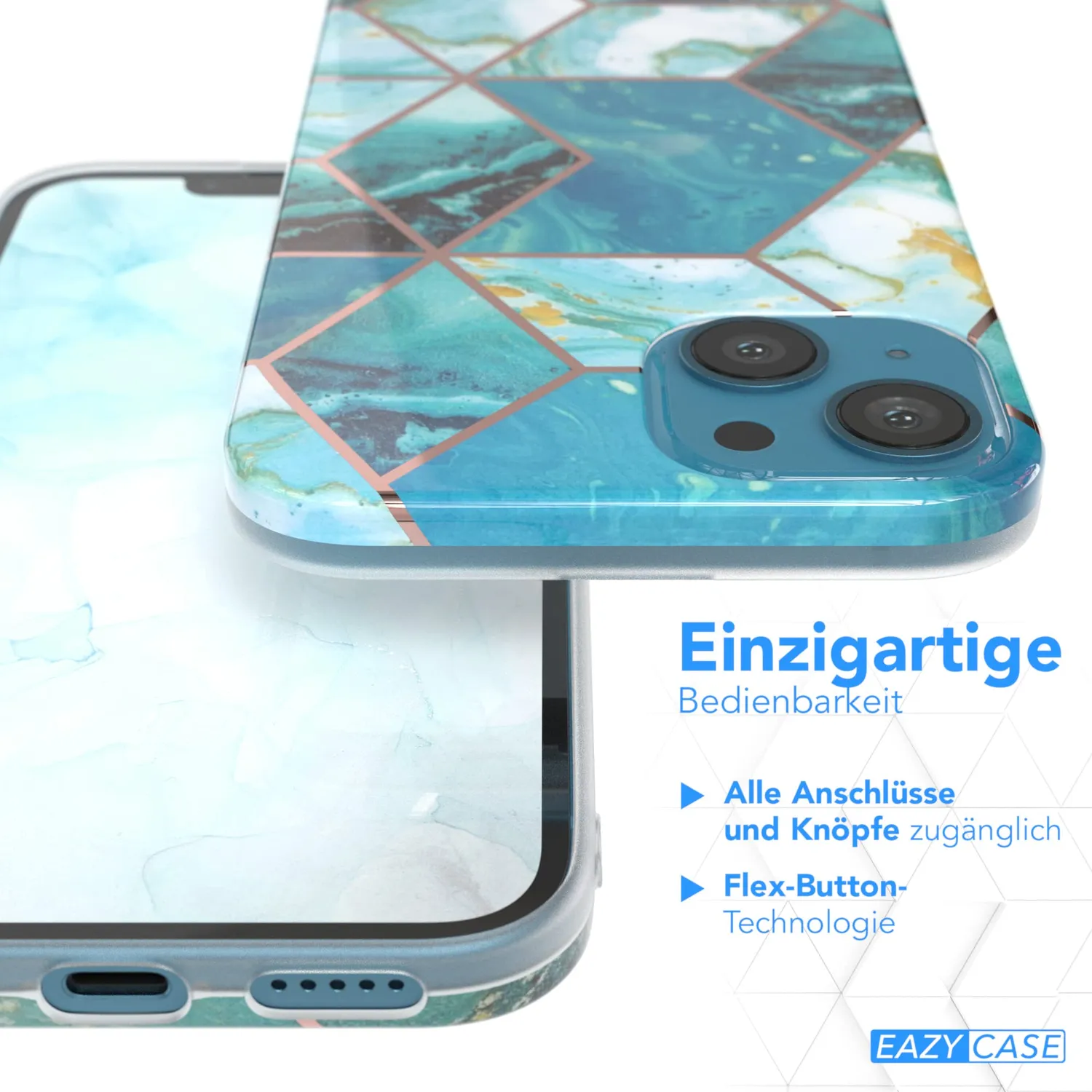 EAZY CASE iPhone 13 Silikonhülle Geometrie Grün