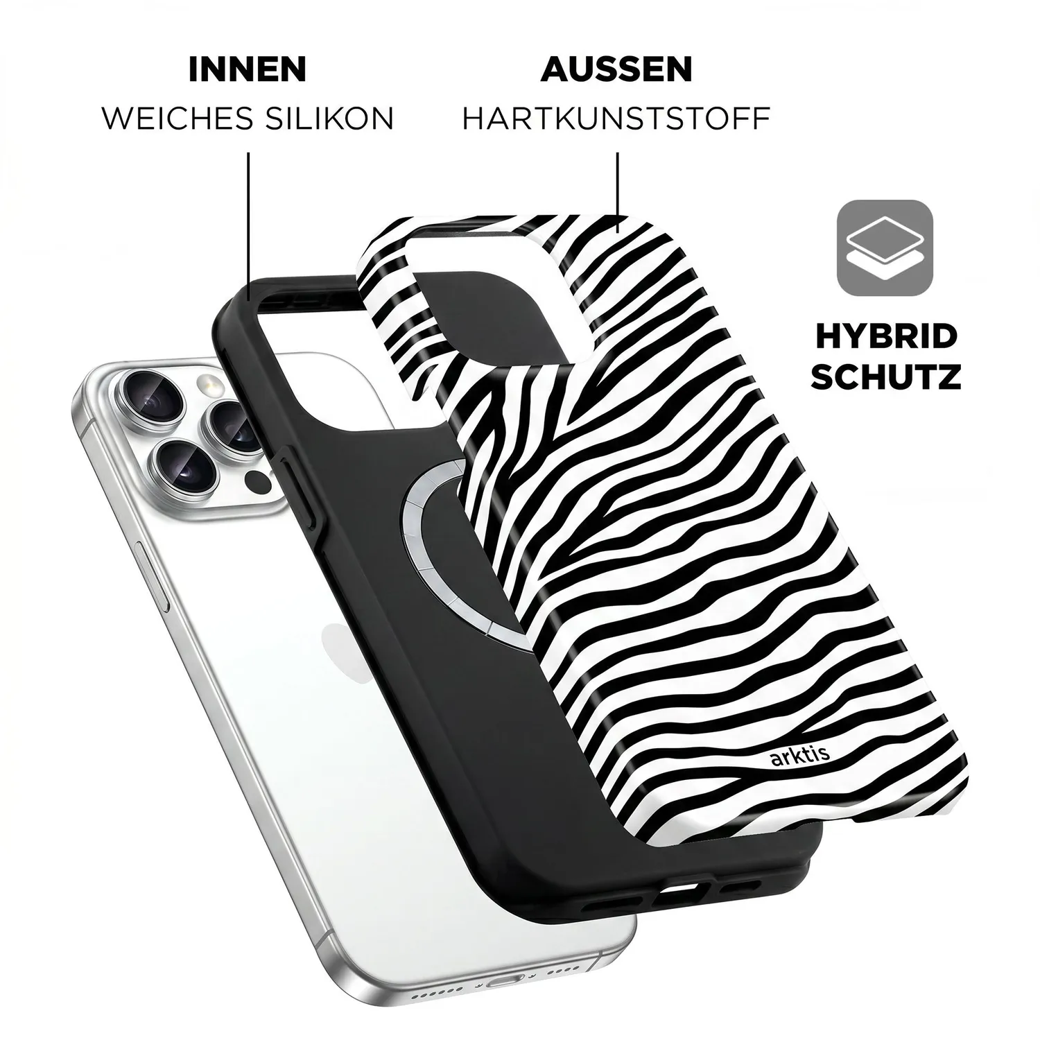 arktis Zebra Hülle iPhone 14 Pro Max mit MagSafe Print