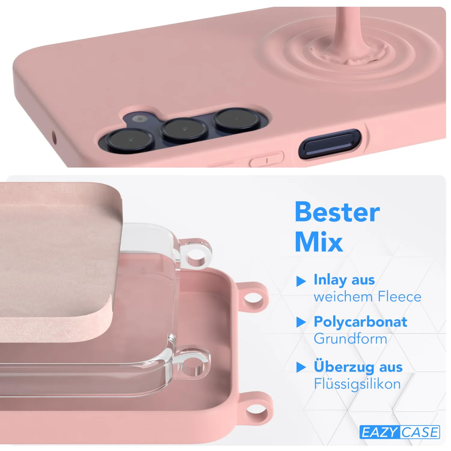 EAZY CASE Handykette Galaxy A15 Alt Rosa Kordel