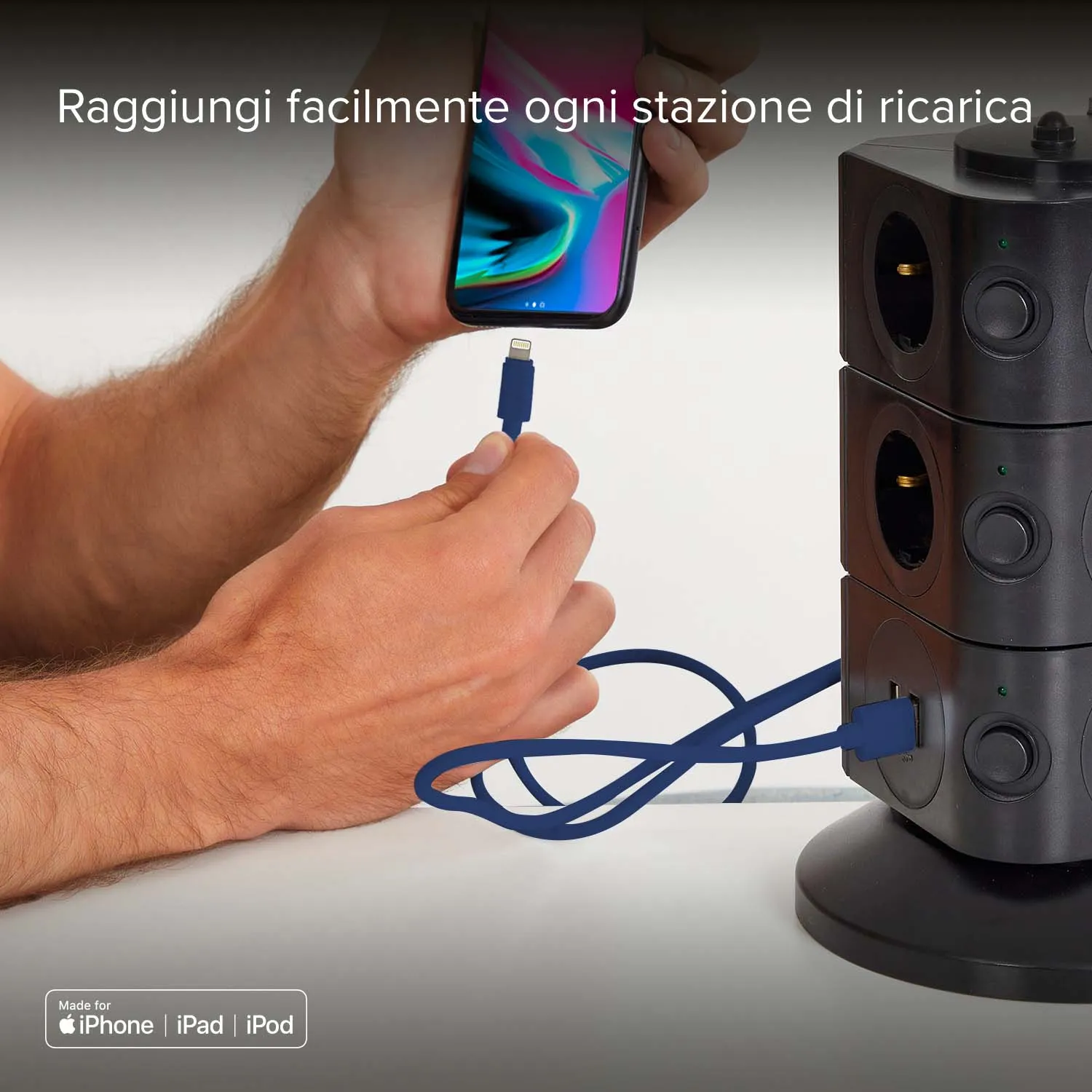 SBS Polo Lightning Kabel 1m blau Silikon