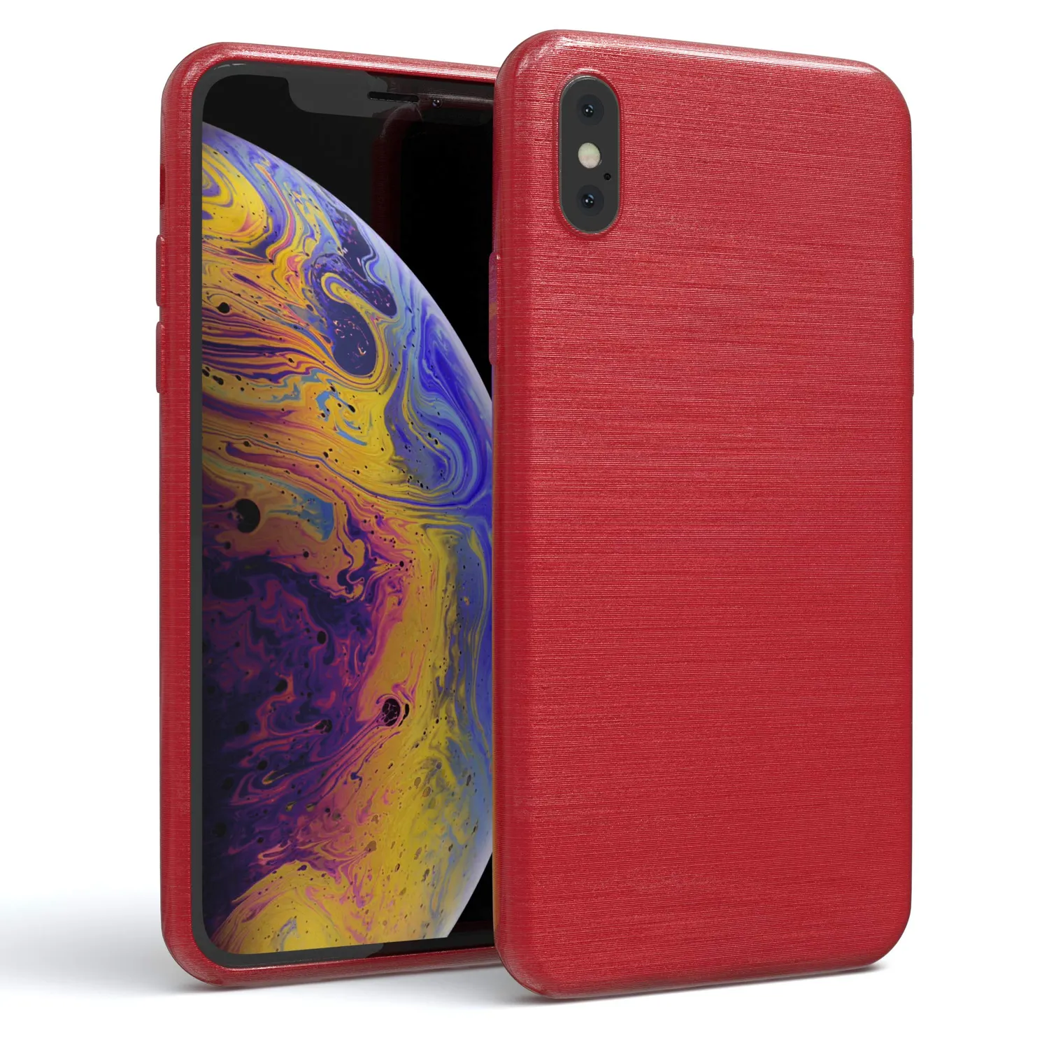 EAZY CASE iPhone X/XS TPU Hülle Brushed Anthrazit Edelstahl-Optik