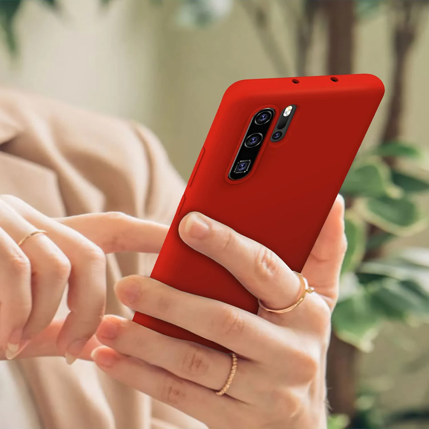 YATWIN Huawei P30 Pro Silikon Hülle Rot ultradünn