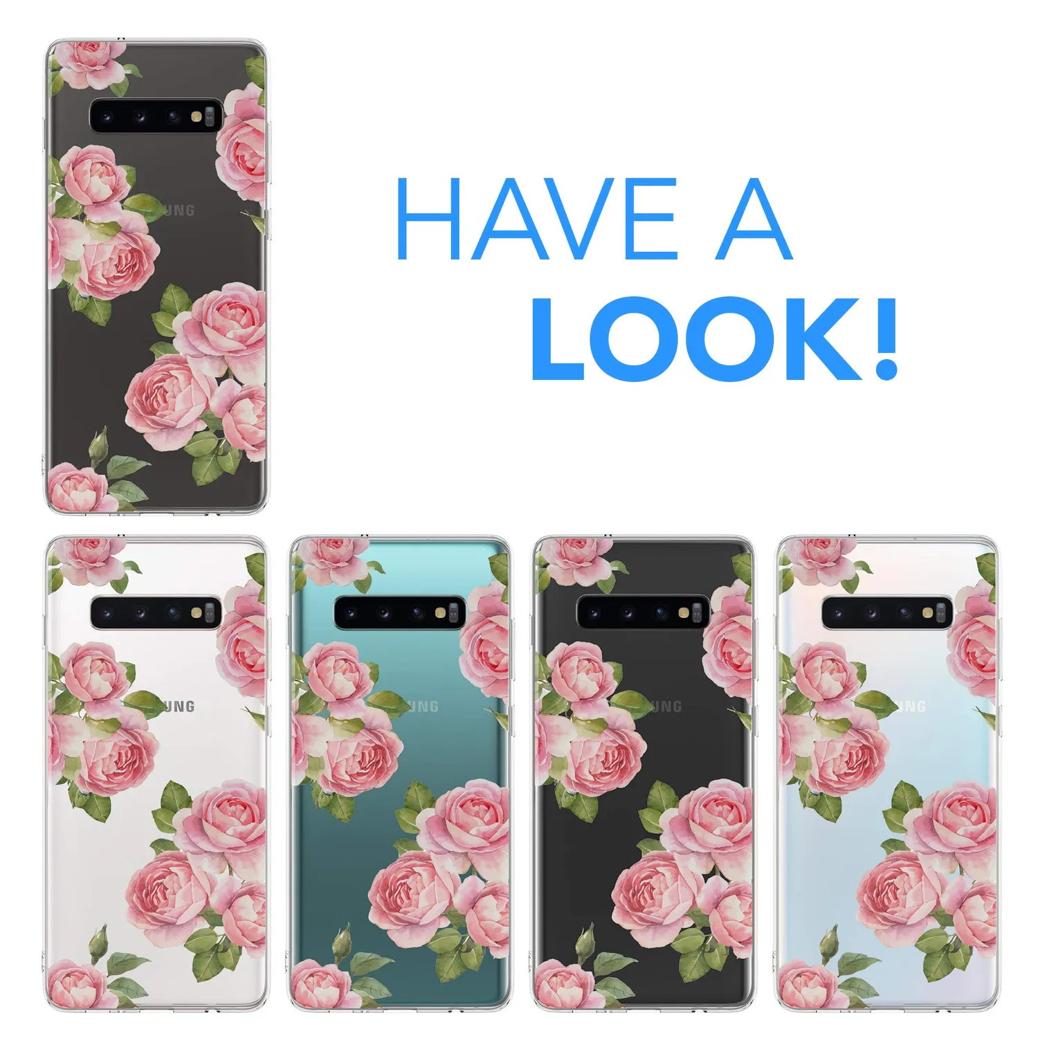 EAZY CASE Galaxy S10 Plus Hülle Blumen Transparent Rosen