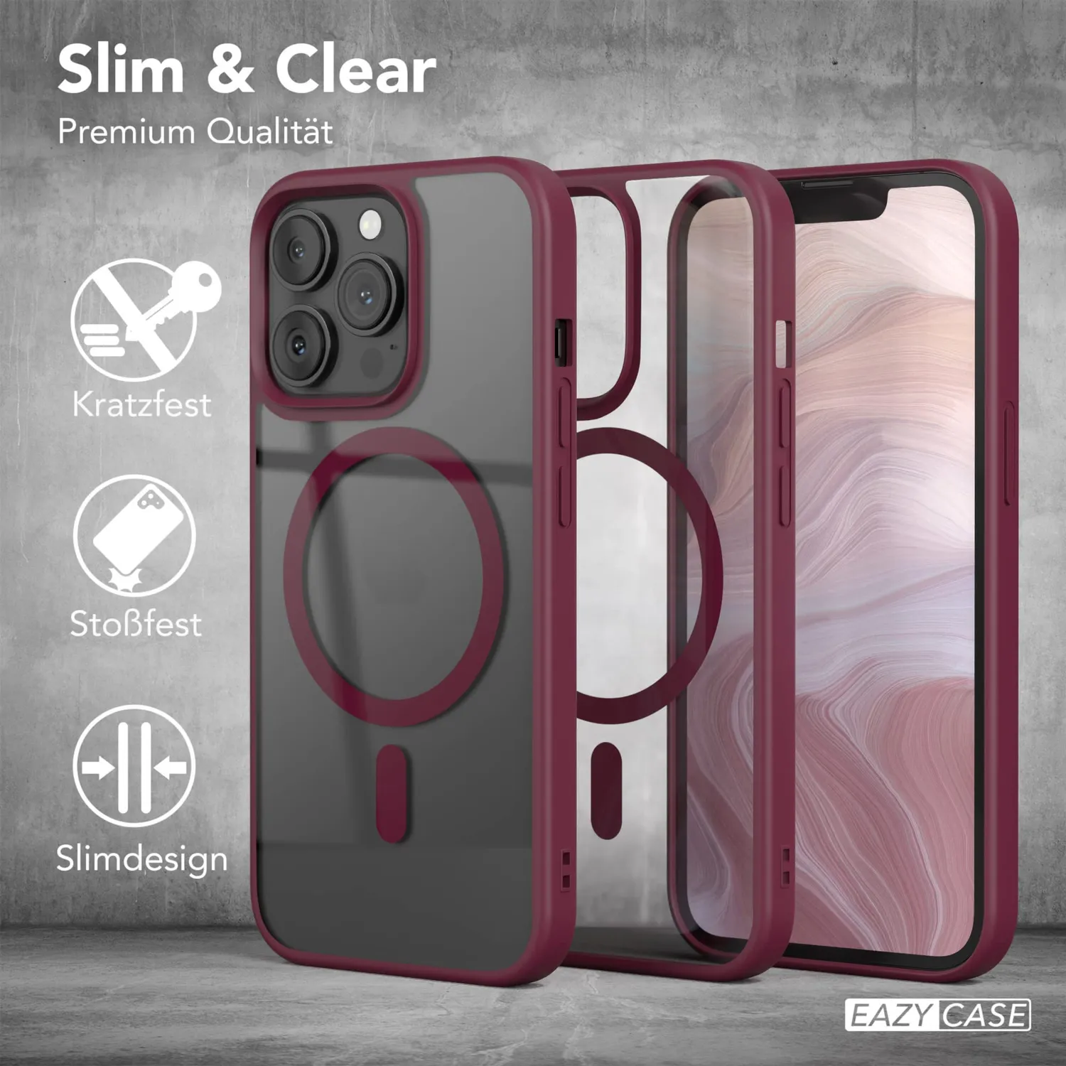 EAZY CASE Crystal iPhone 13 Pro Hülle Transparent Beere