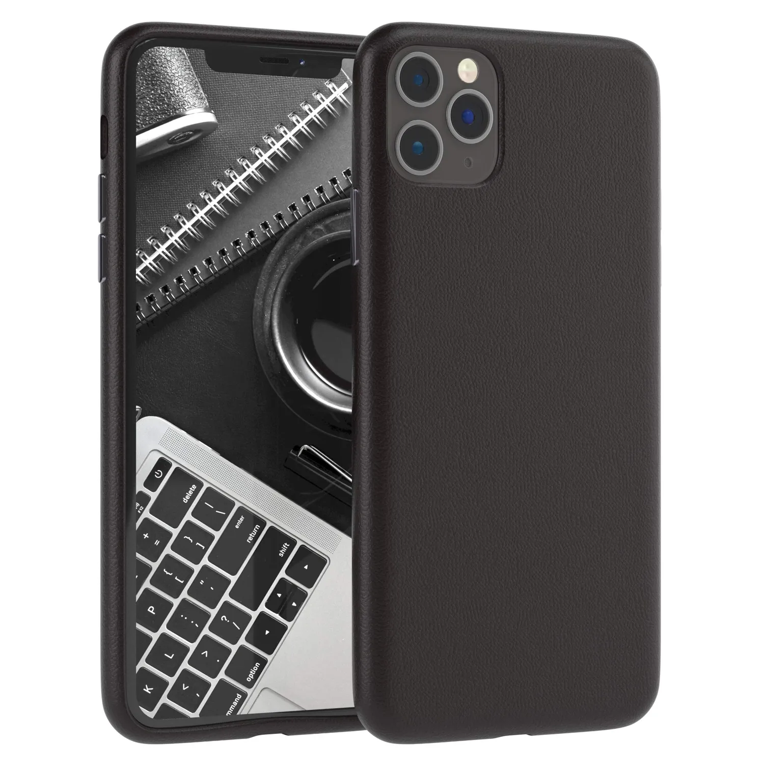 EAZY CASE iPhone 11 Pro Max Kunstlederhülle Braun Kameraschutz