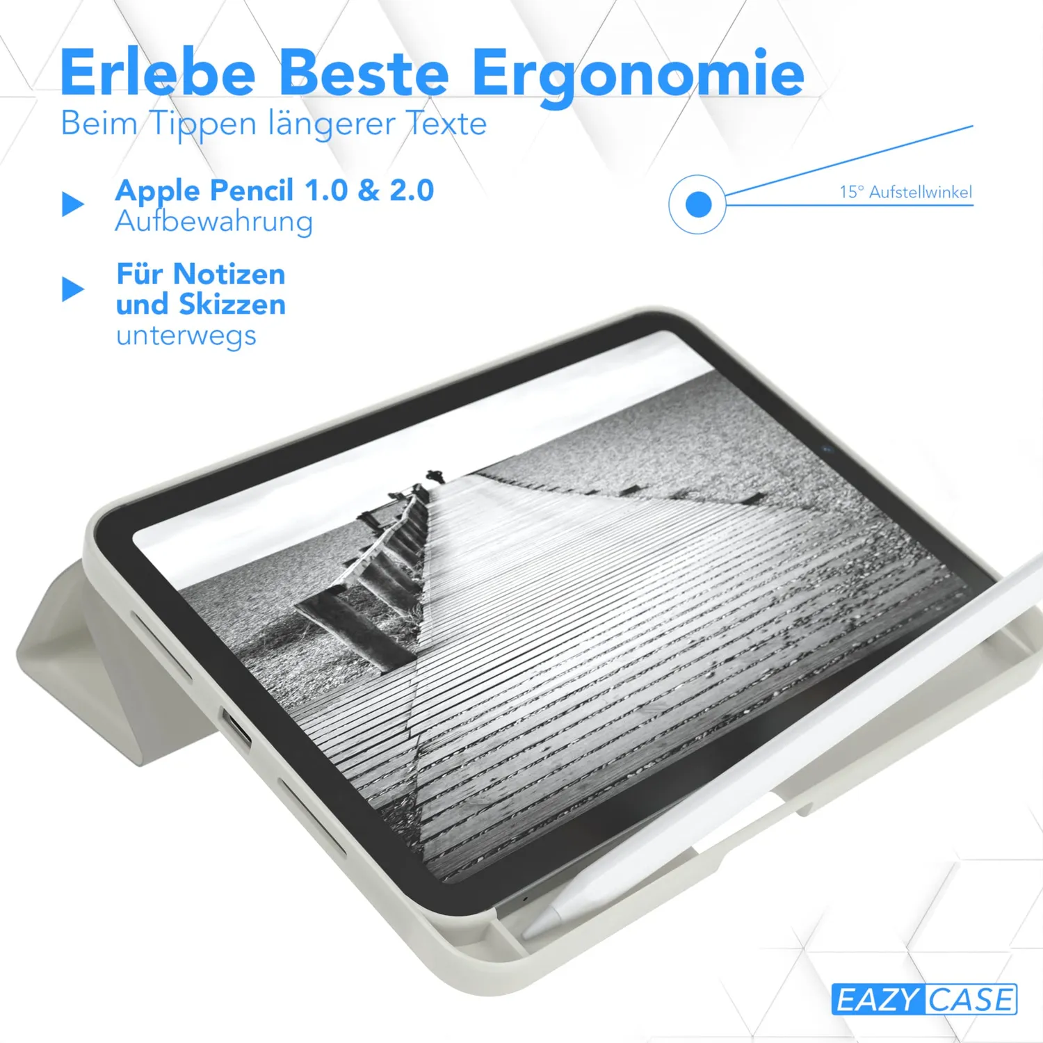 EAZY CASE iPad Mini 7 (2024) Smartcase Grau mit Stifthalter