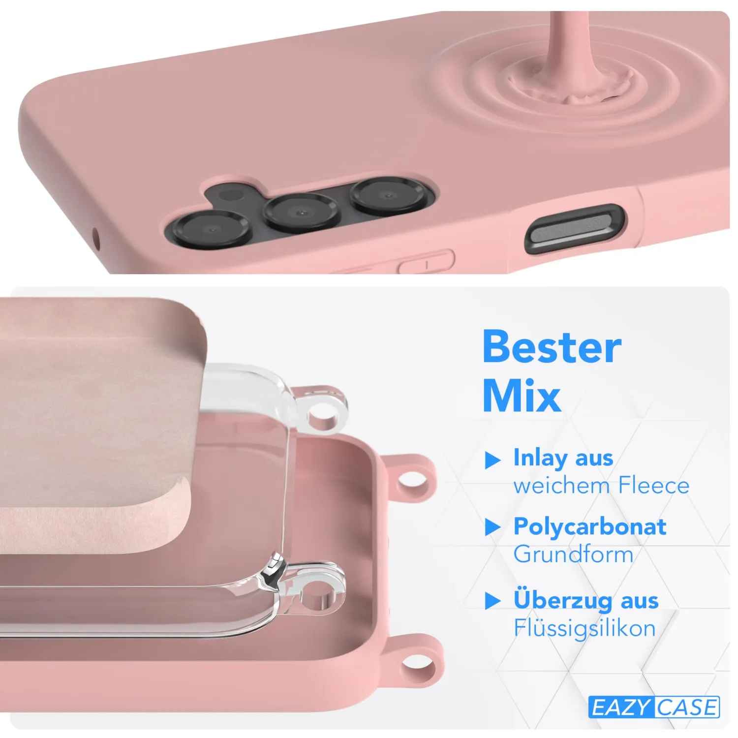 EAZY CASE Galaxy A14 5G Handykette Alt Rosa Band silber