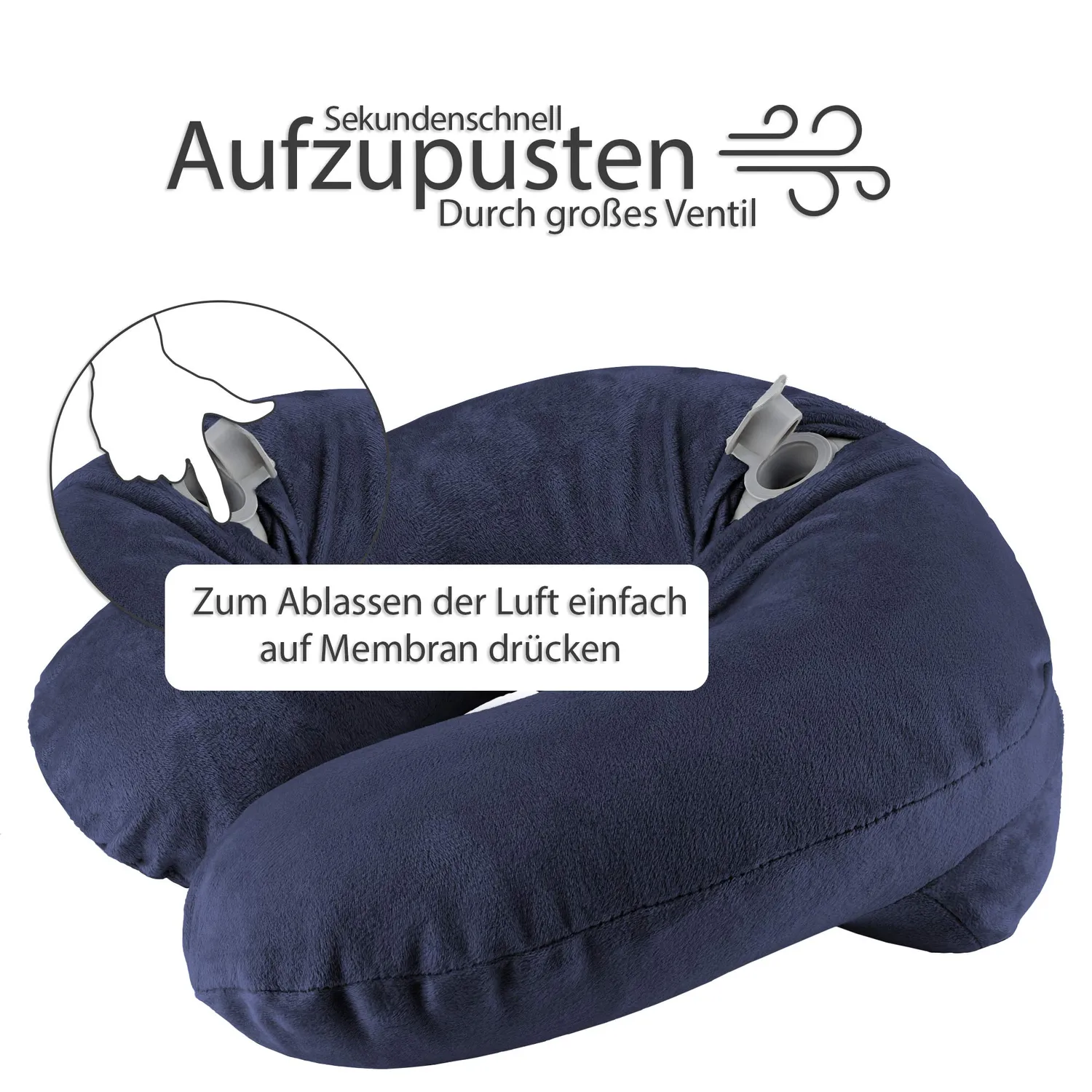 EAZY CASE Nackenkissen aufblasbar Dunkelblau im Set