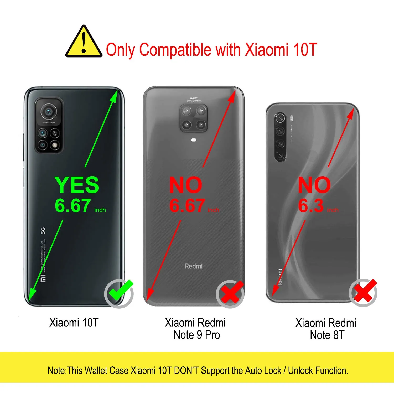 YATWIN Xiaomi Mi 10T / 10T Pro Klapphülle Schwarz RFID