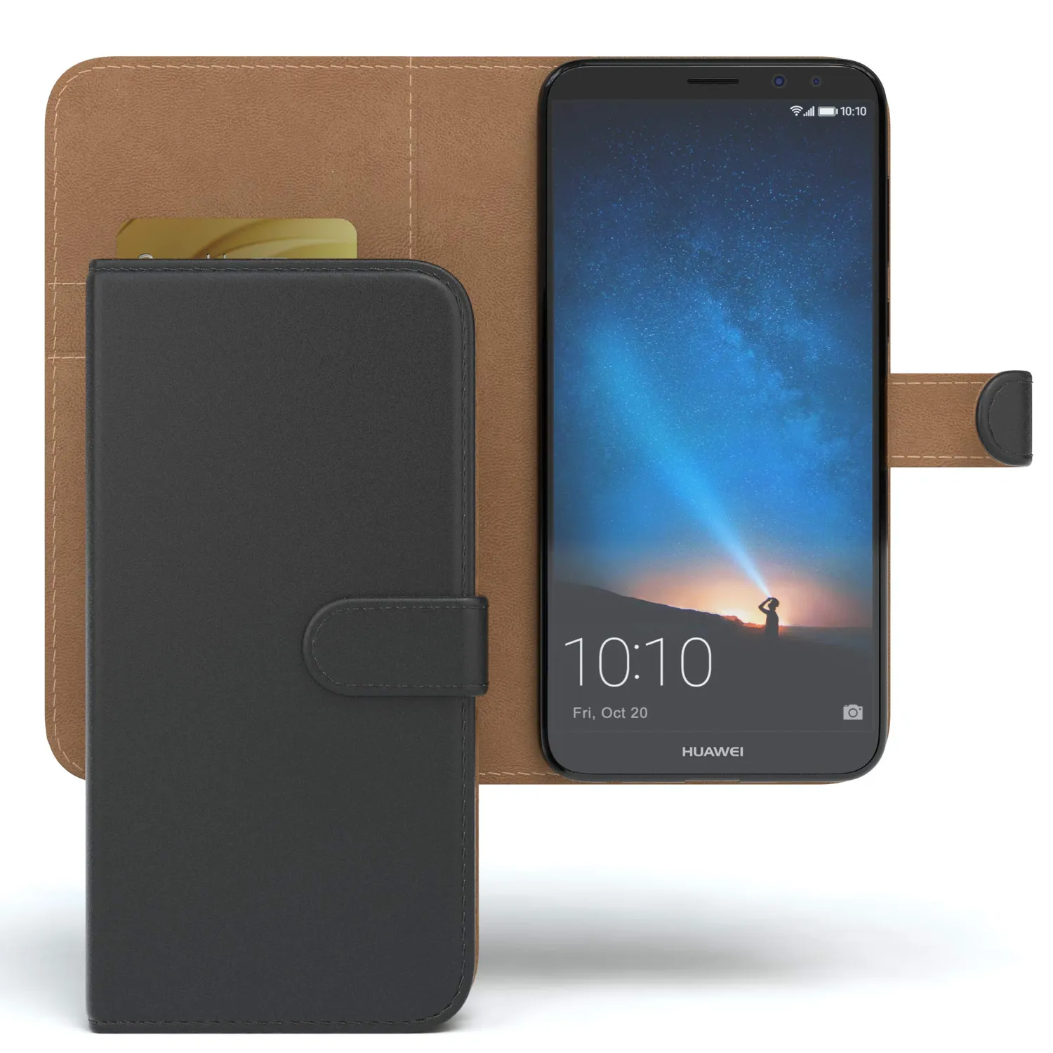 EAZY CASE Huawei Mate 10 Lite Handytasche Book Schwarz Leder