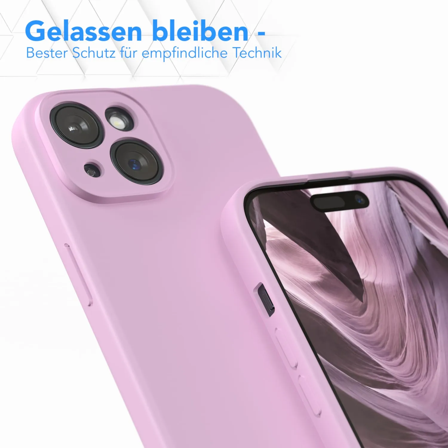 EAZY CASE iPhone 15 Silikonhülle Violett matt stoßfest