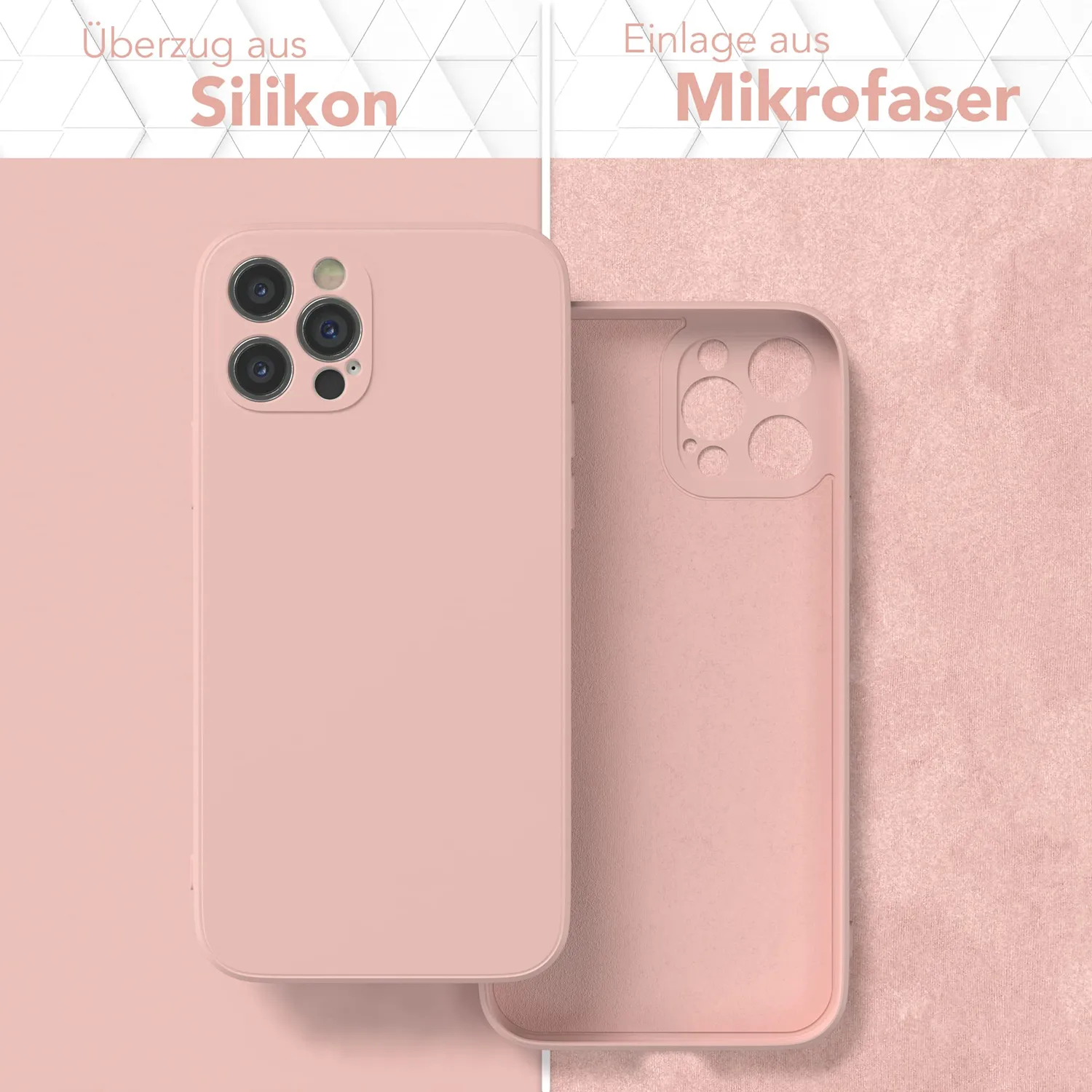 EAZY CASE Premium Silikon iPhone 12 Pro Silikonhülle Alt Rosa matt