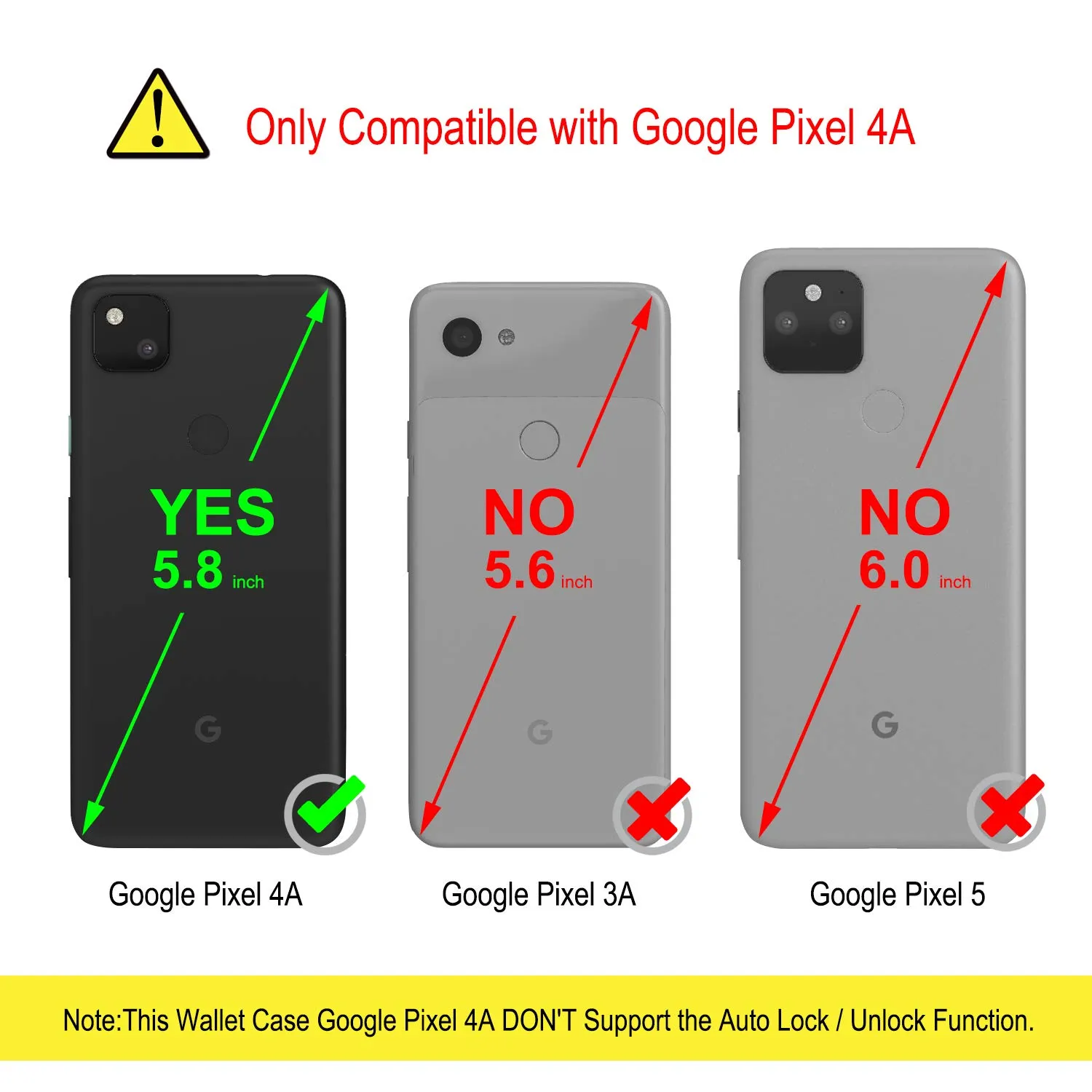 YATWIN Google Pixel 4a 4G Klapphülle Weinrot mit Folie
