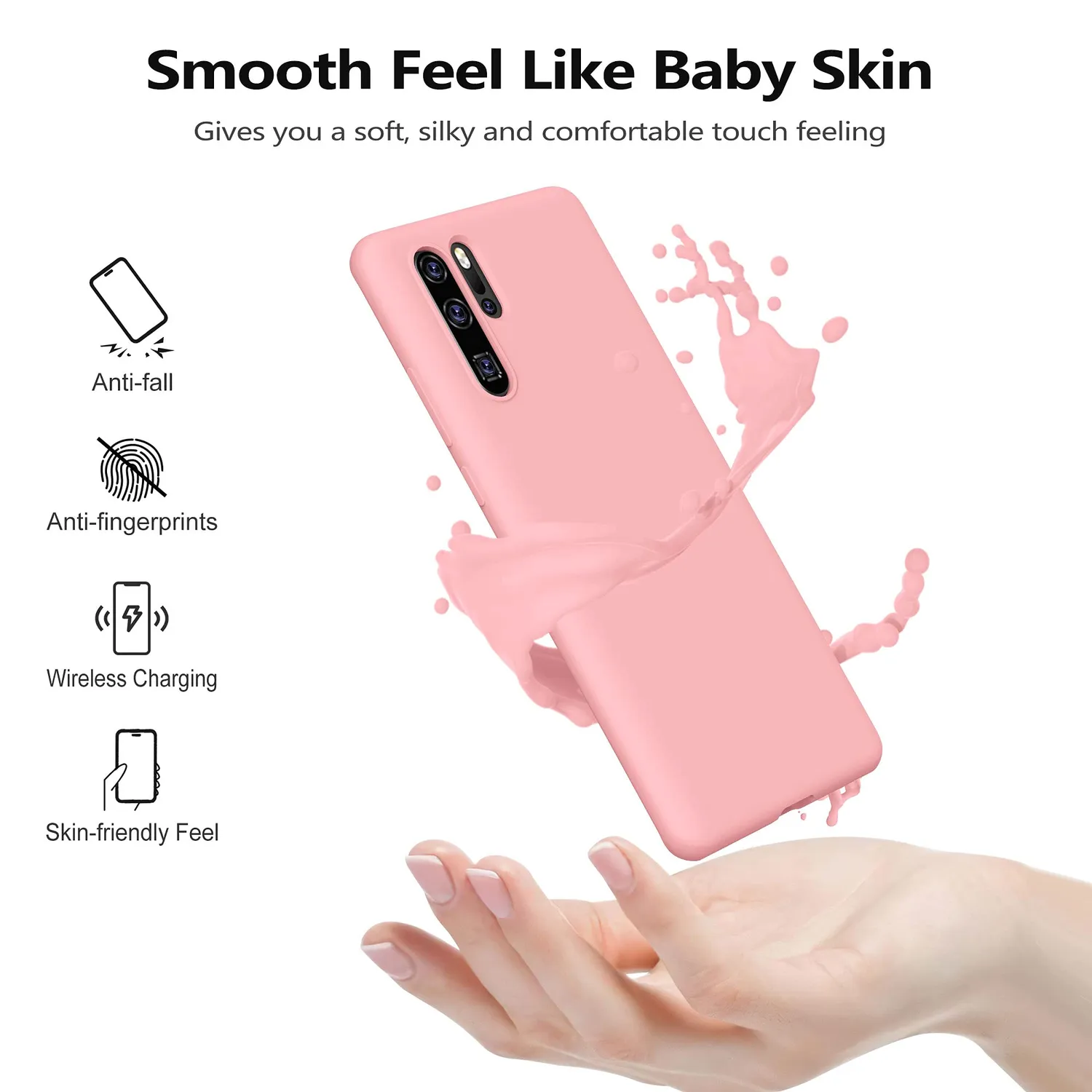YATWIN Huawei P30 Pro Silikonhülle Rosa Microfaser