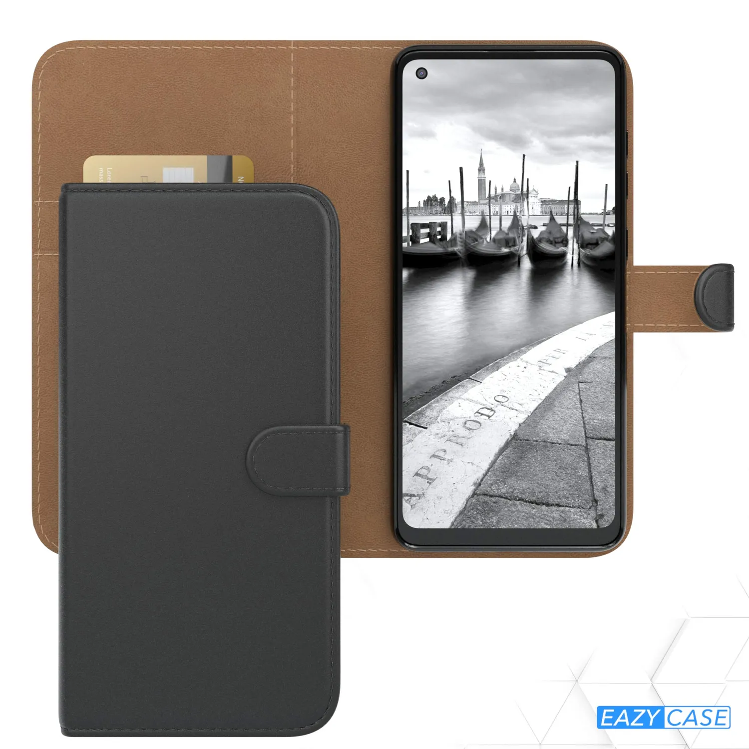 EAZY CASE Galaxy A21s Klapphülle Schwarz Bookstyle mit Kartenfach
