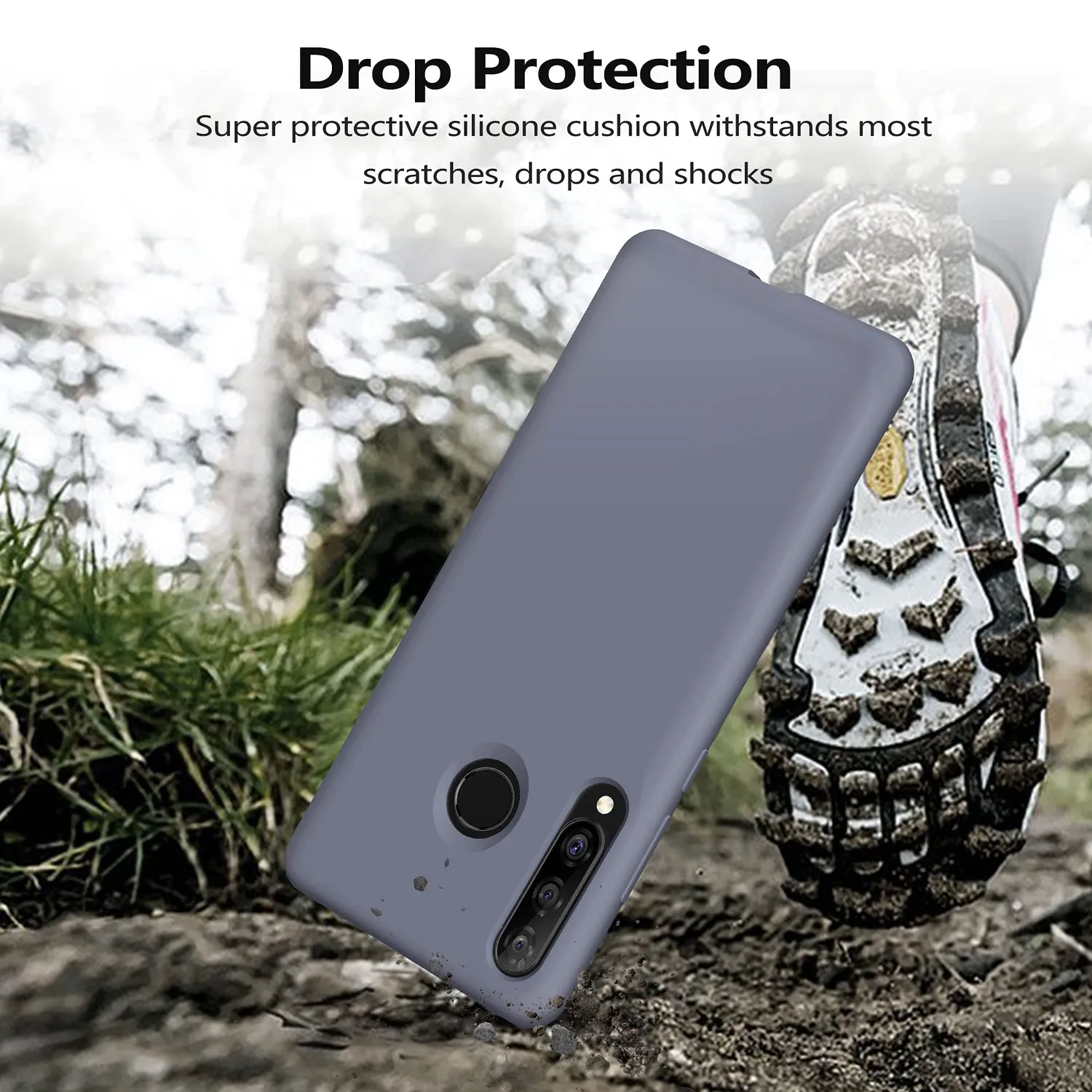 YATWIN P30 Lite Silikonhülle Huawei Grau Mikrofaser
