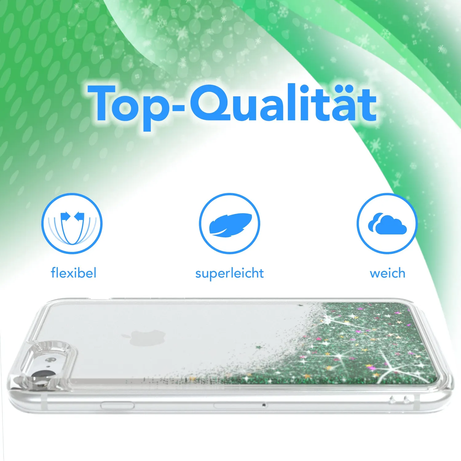 EAZY CASE iPhone SE 2022 / 8 / 7 Glitzerhülle Grün Liquid