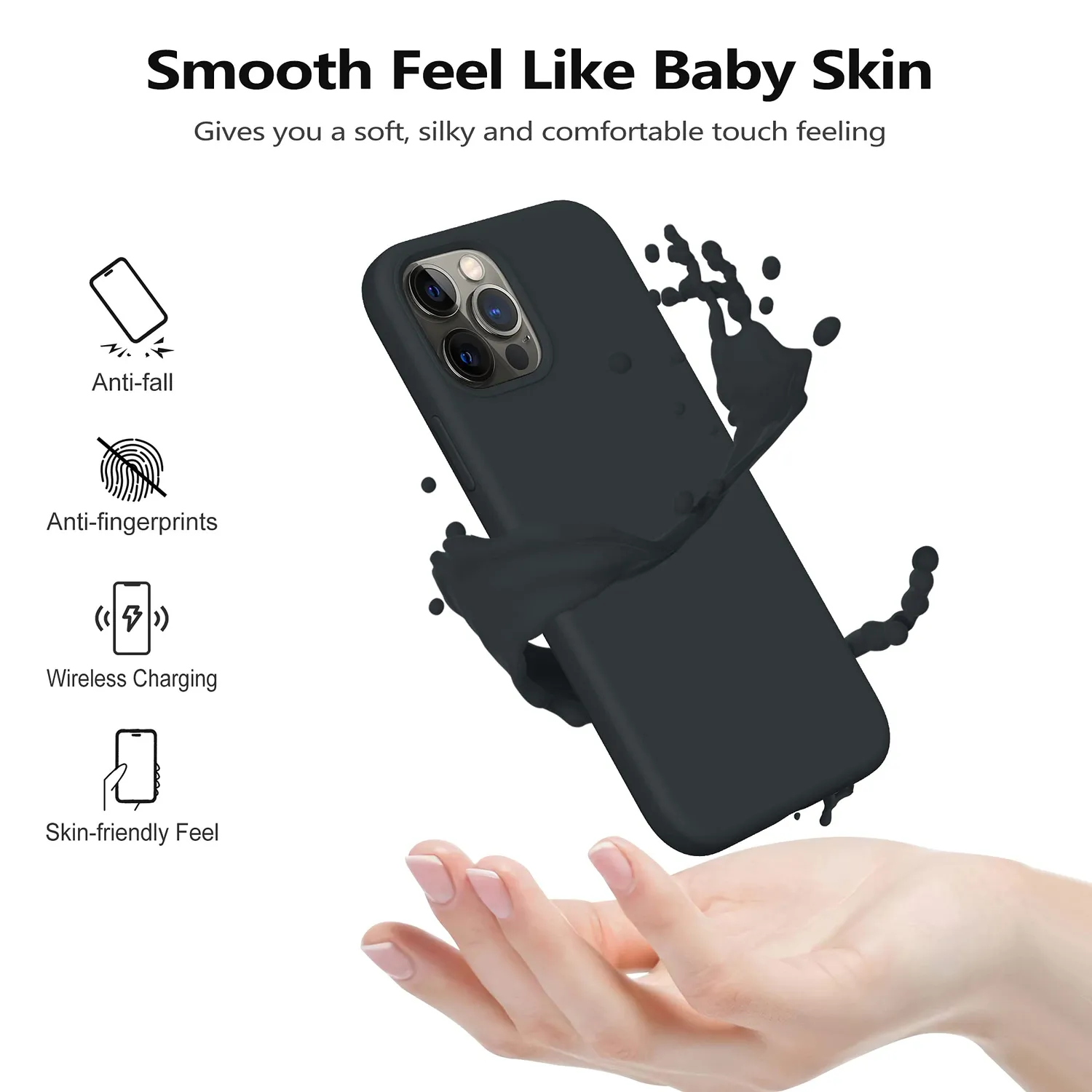 YATWIN Silikon Handyhülle iPhone 12 12 Pro Grau matt Ganzkörper