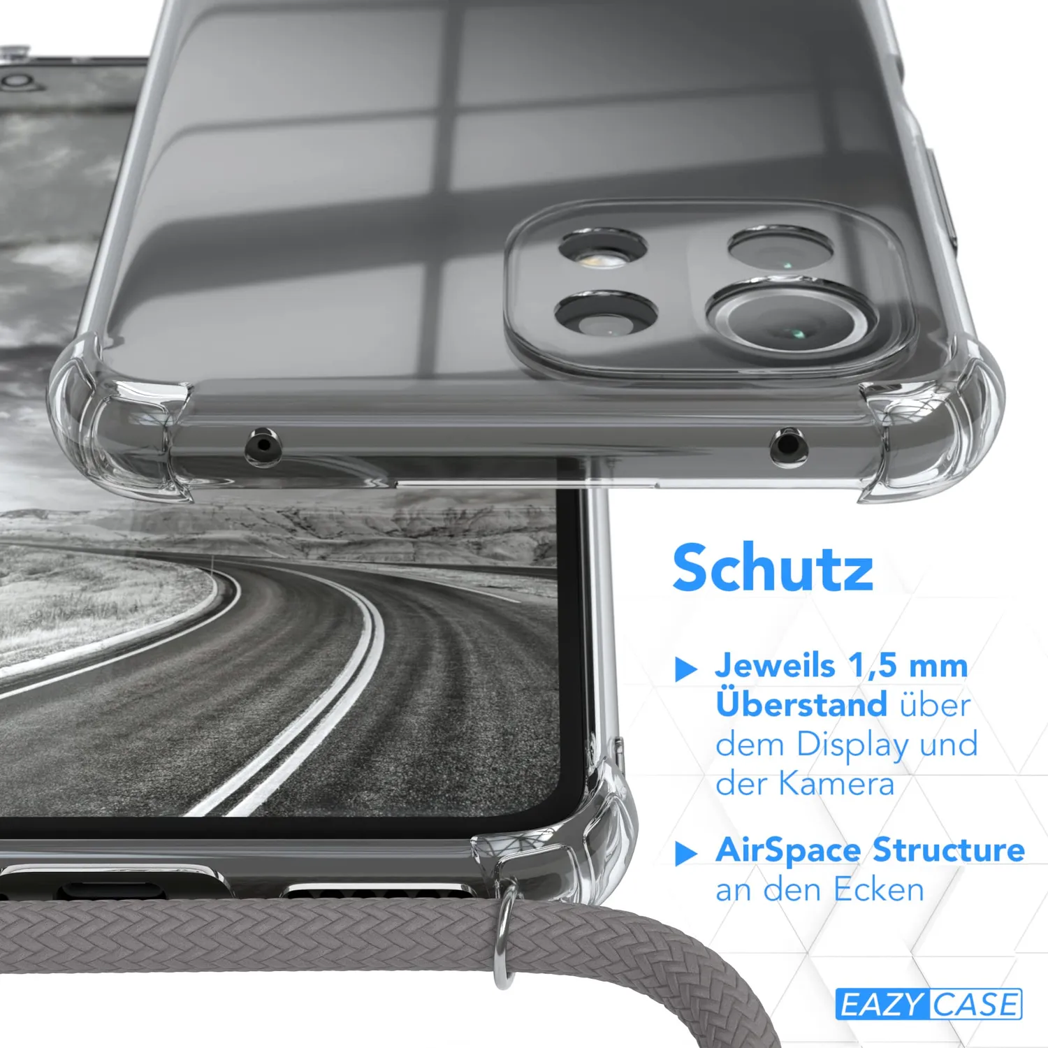 EAZY CASE Classic Xiaomi Mi 11 Lite Handykette Anthrazit verstellbar
