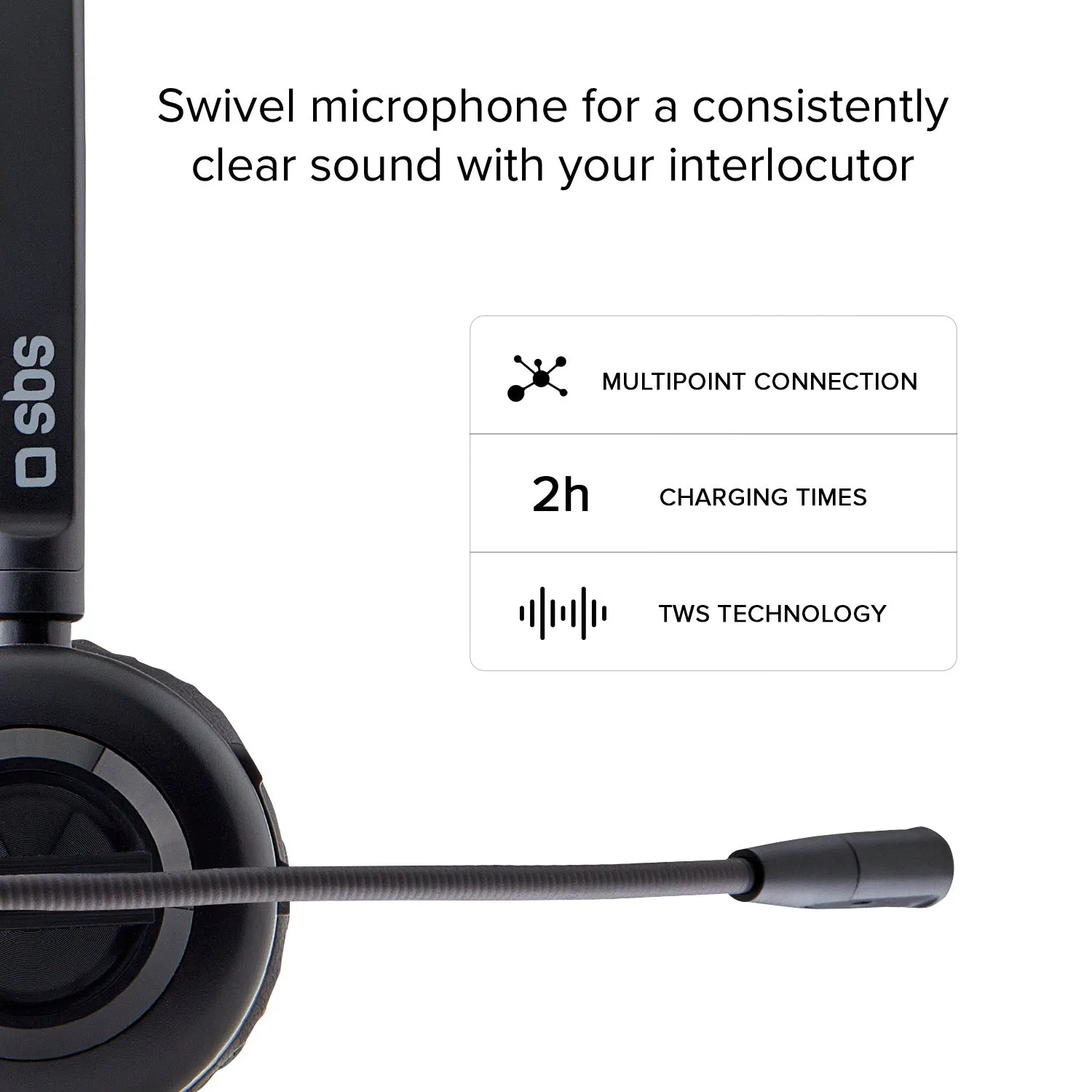 SBS Workline Mono Headset Wireless Multipoint