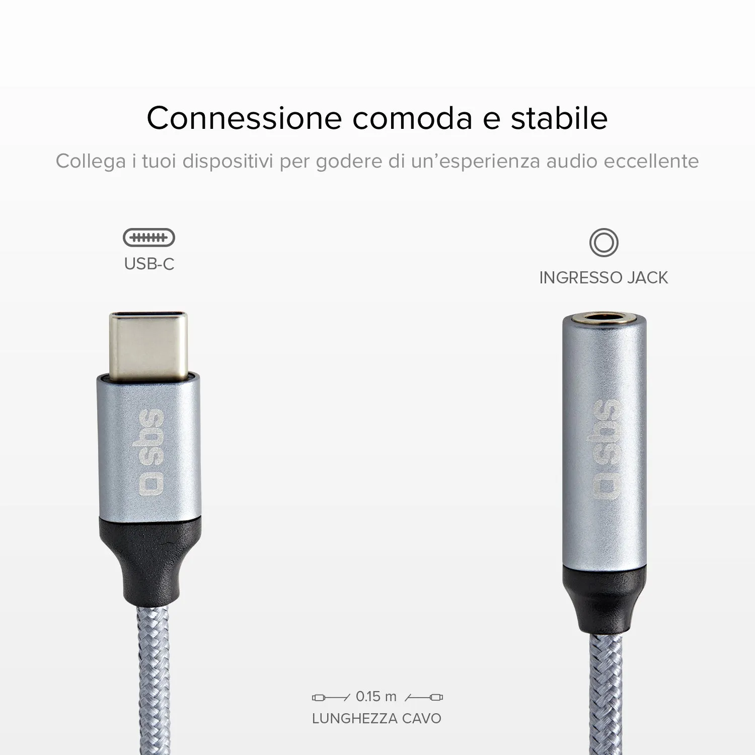 SBS USB-C auf Klinke Adapter 3,5mm 15cm schwarz