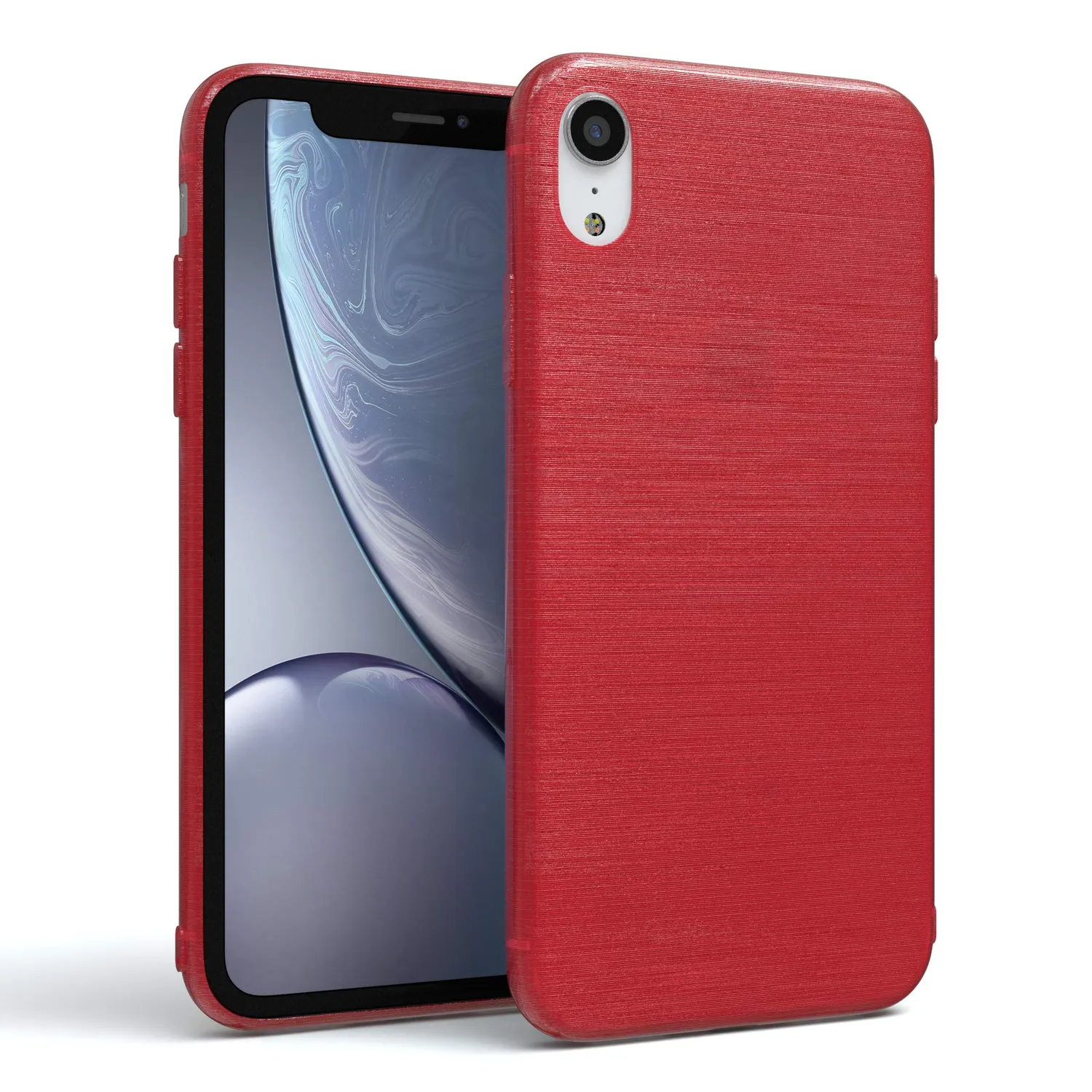 EAZY CASE Brushed iPhone XR Silikonhülle Anthrazit Edelstahl
