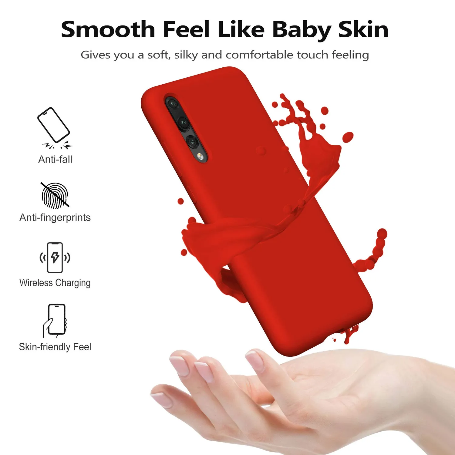 YATWIN Huawei P20 Pro Silikonhülle Rot Microfaser