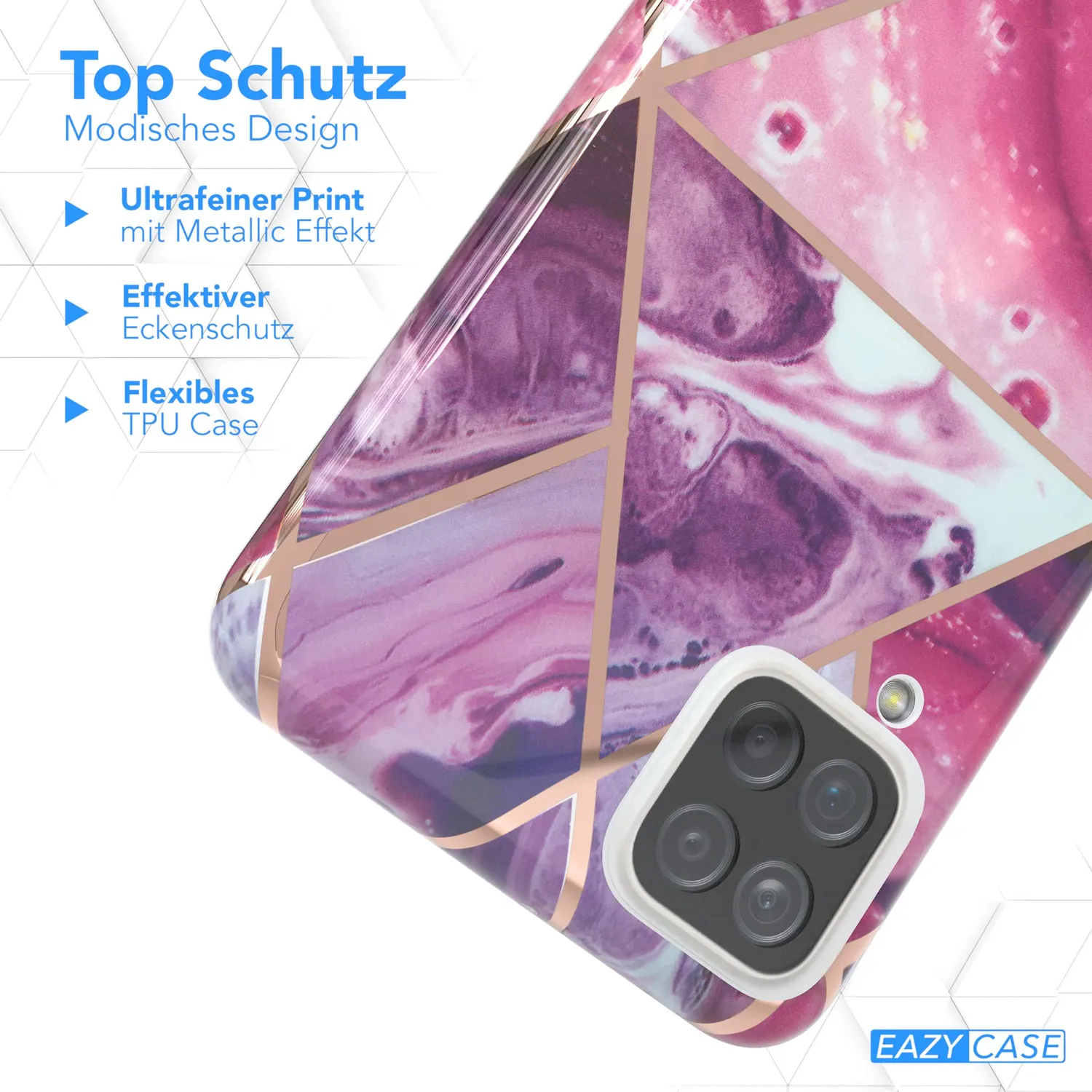 EAZY CASE Galaxy A12 Silikonhülle Marmor Beere