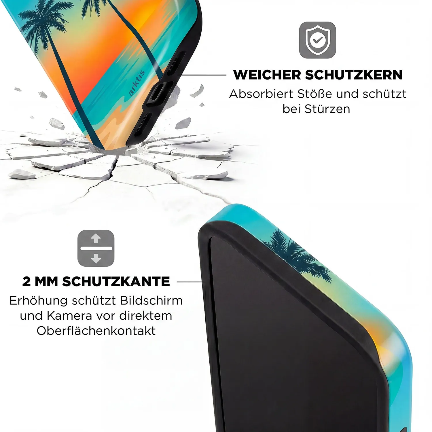 arktis Sunset Beach iPhone 16e Hülle MagSafe stoßfest