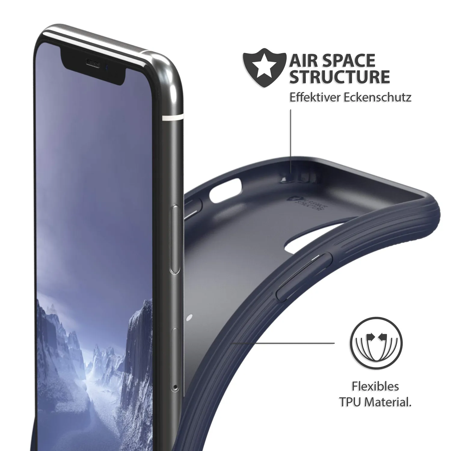 EAZY CASE iPhone 11 Pro Silikonhülle Dunkelblau dünn