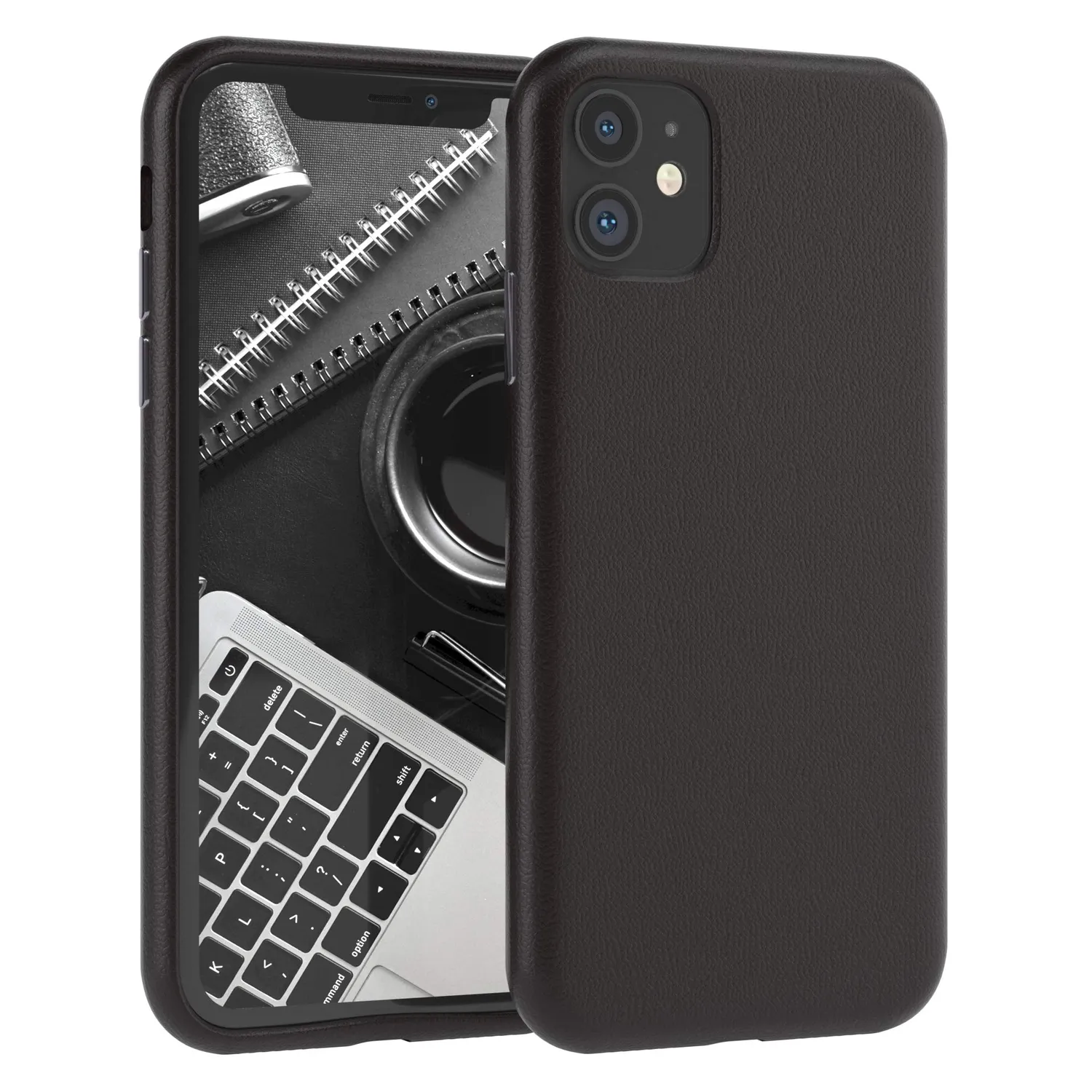 EAZY CASE iPhone 11 Kunstlederhülle Braun Qi
