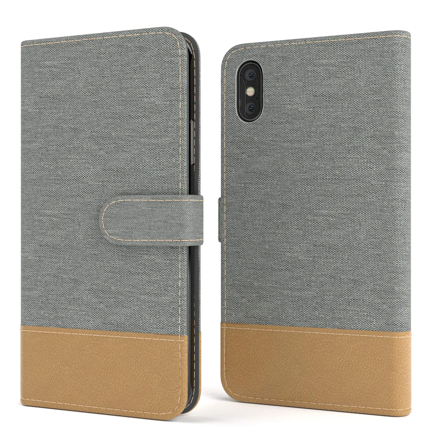 EAZY CASE Book iPhone X XS Klapphülle Braun