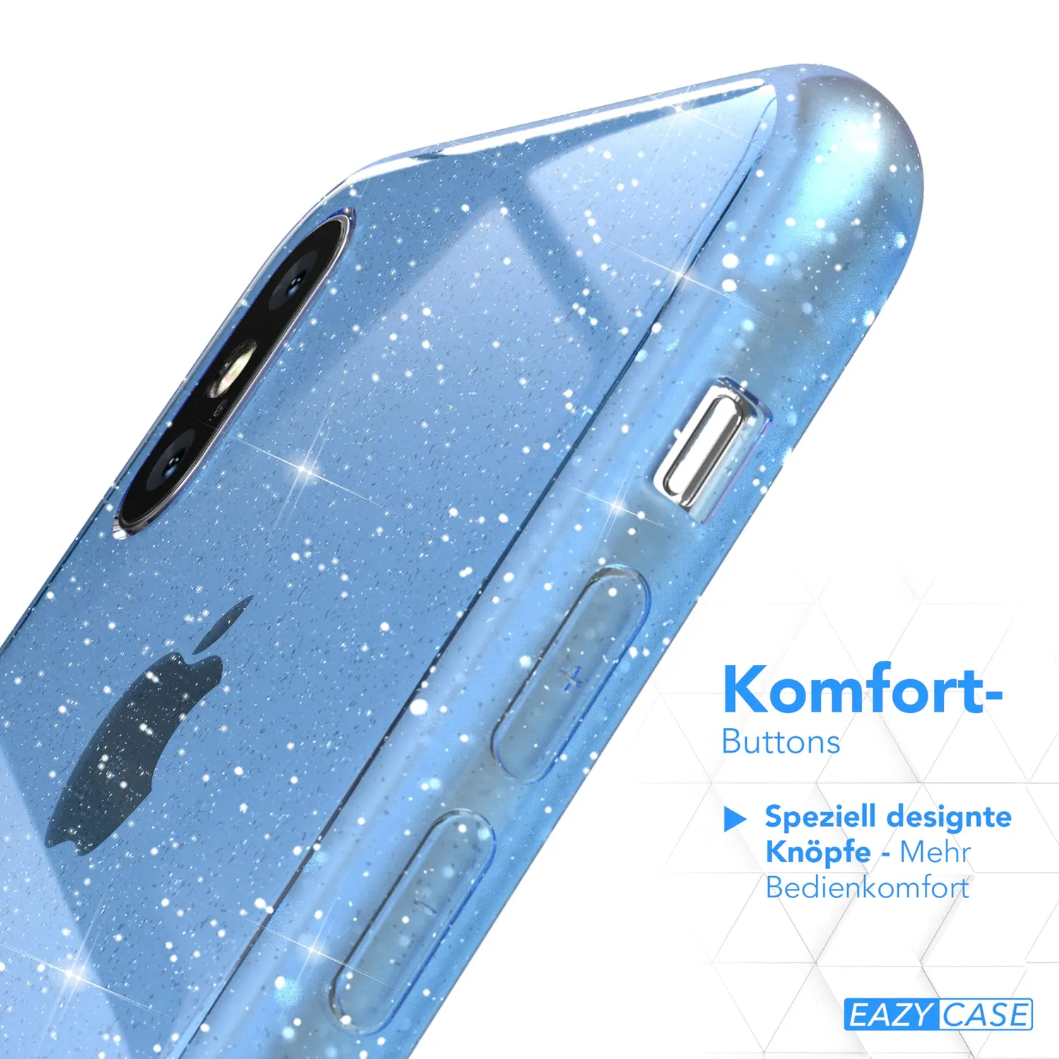 EAZY CASE Glitzer iPhone XS Max Handyhülle Blau funkelnd