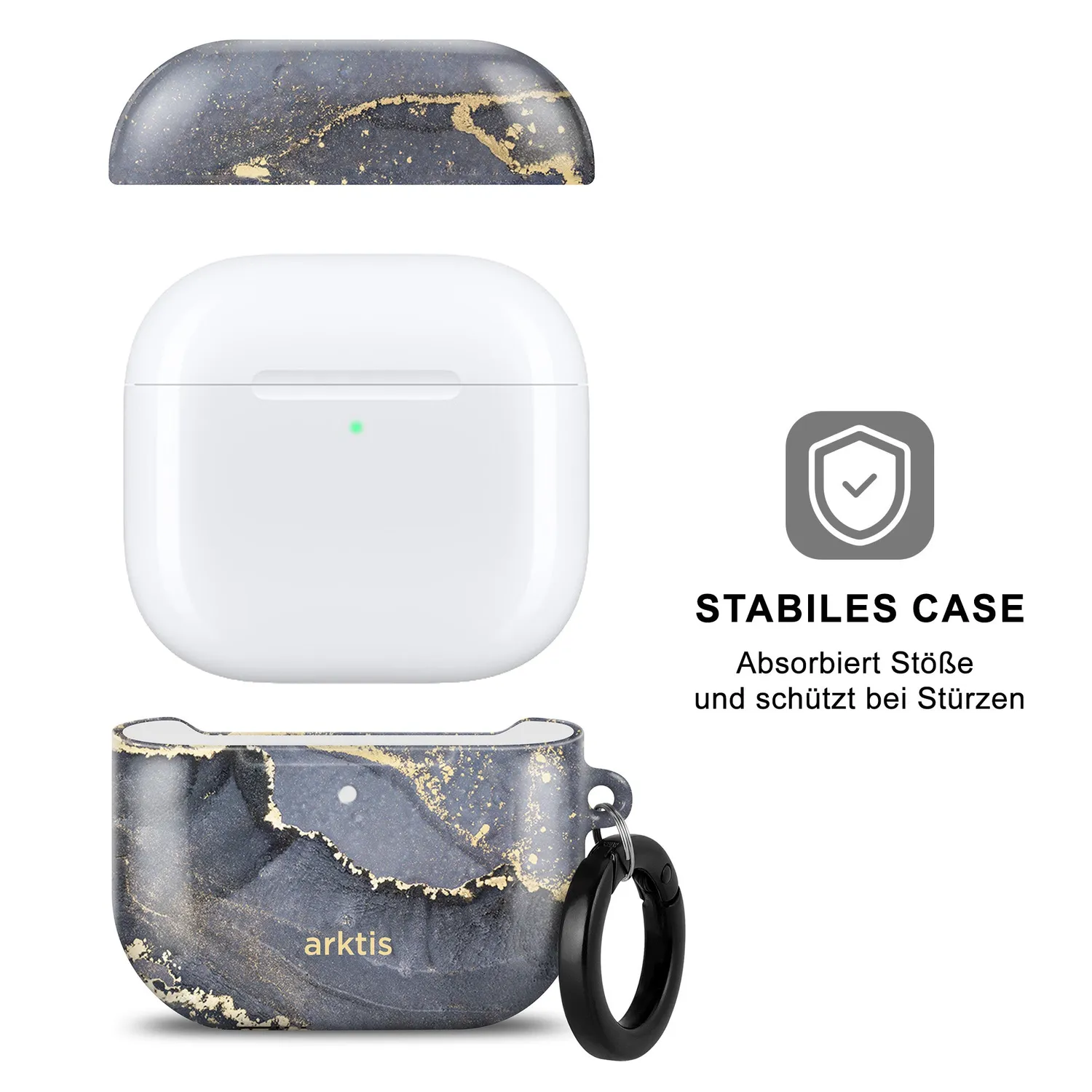 arktis AirPods 4 Hülle Dusty Marble Polycarbonat