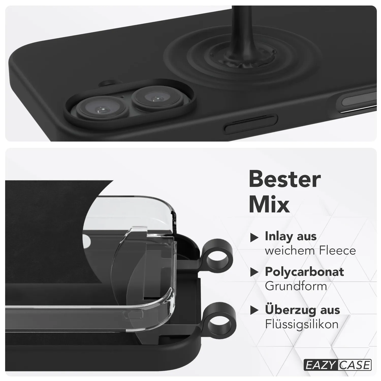 EAZY CASE iPhone 16 Handykette Hülle Leo Schwarz Braun