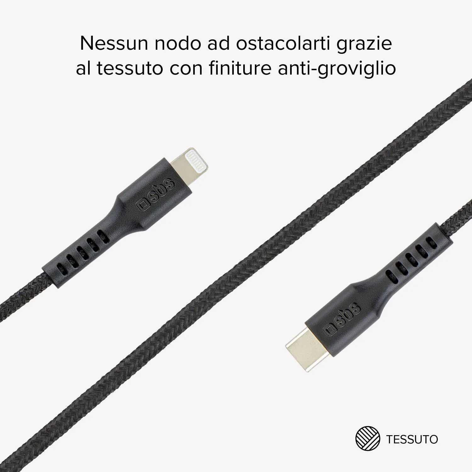 SBS Lightning USB-C Ladekabel 2m Magnet MFi