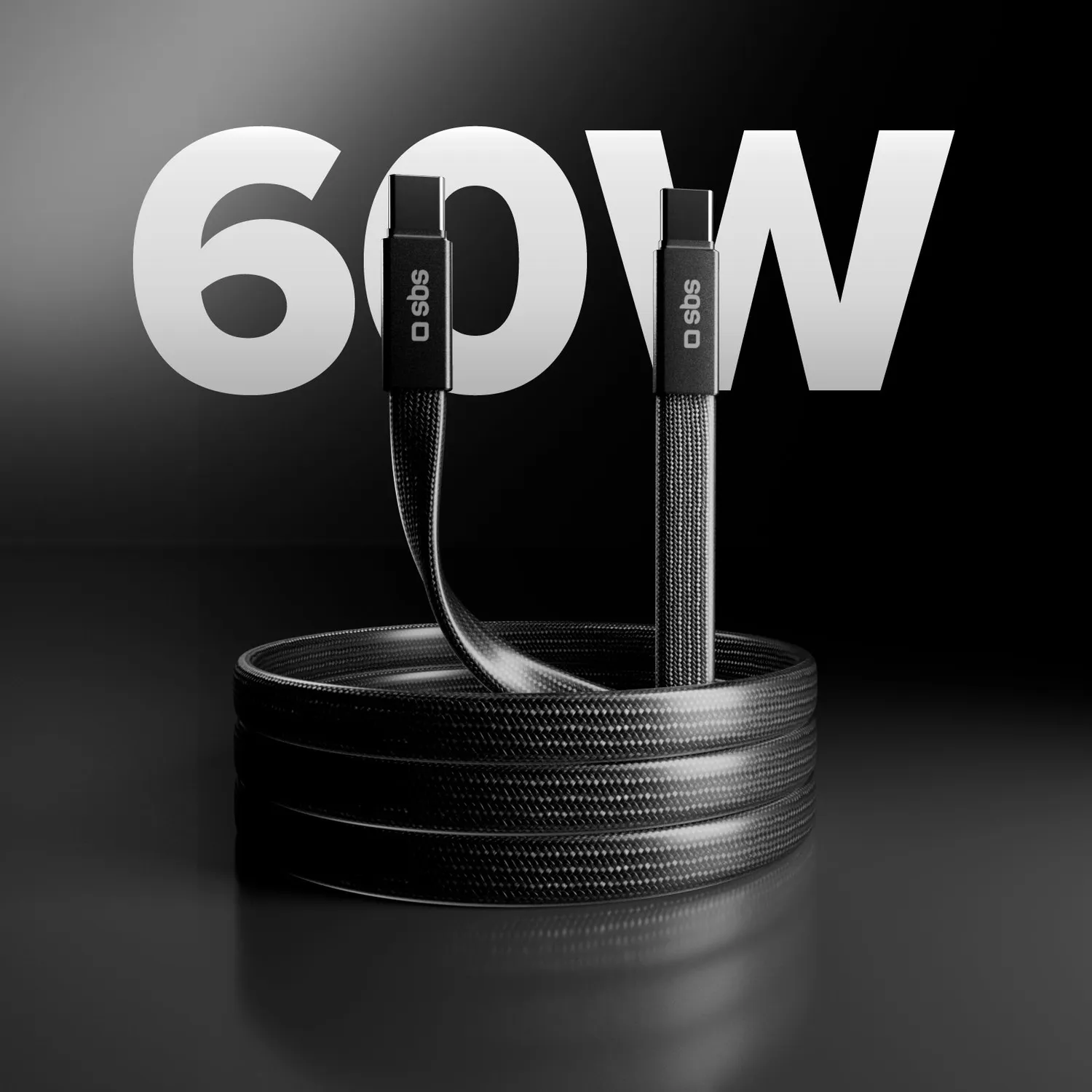 SBS USB-C 2.0 Ladekabel 1m Schwarz 60W Schnellladung