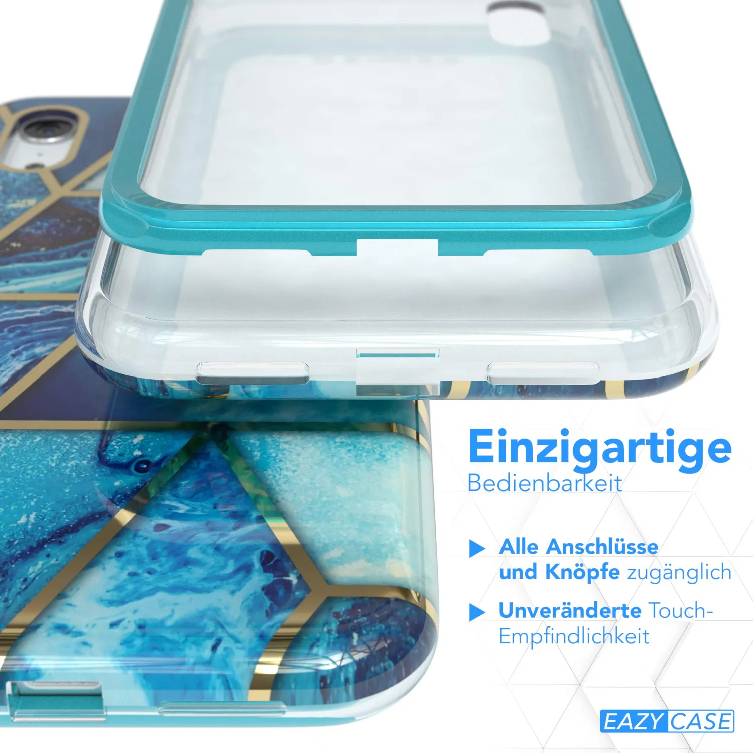 EAZY CASE iPhone XR 360 Grad Hülle Blau Displayschutz