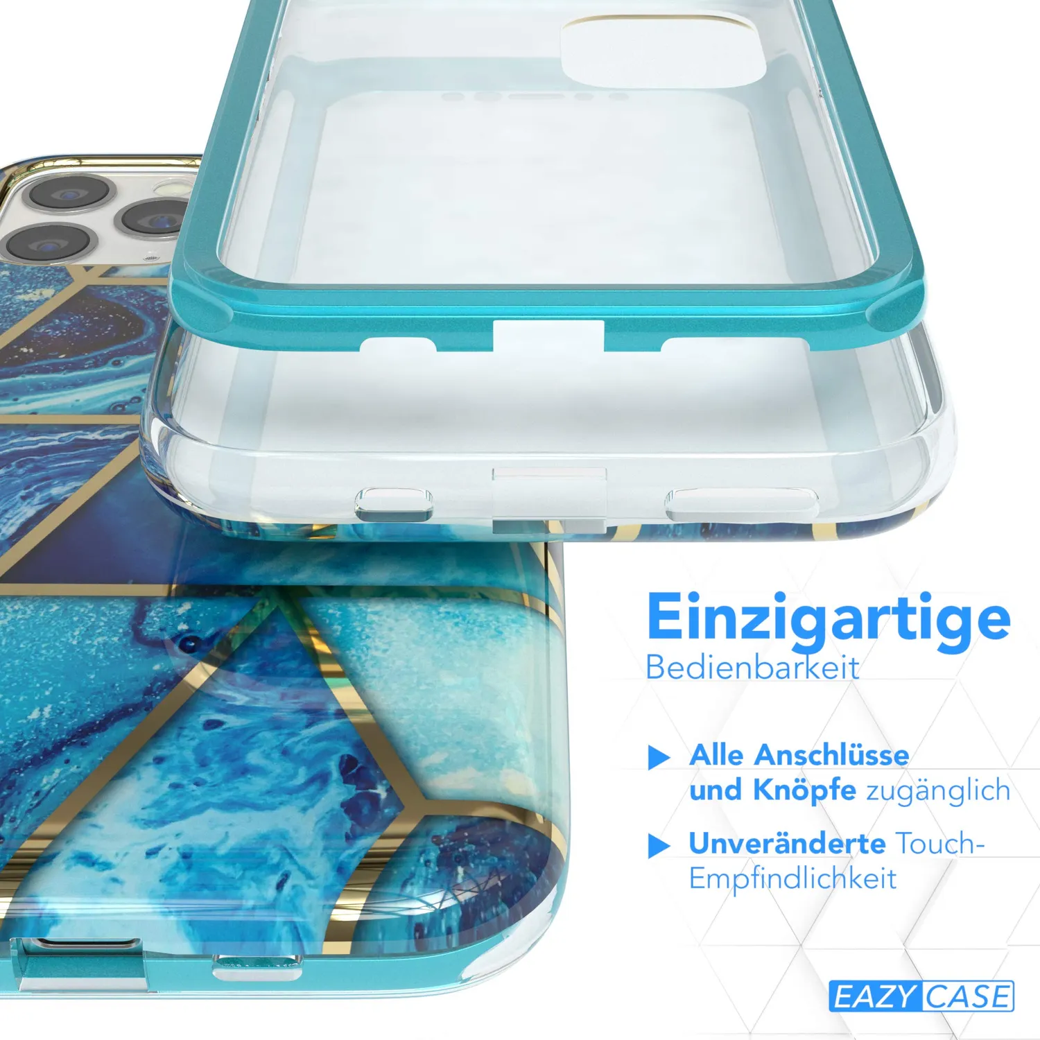 EAZY CASE 360 Grad Hülle iPhone 11 Pro Blau mit Displayschutz