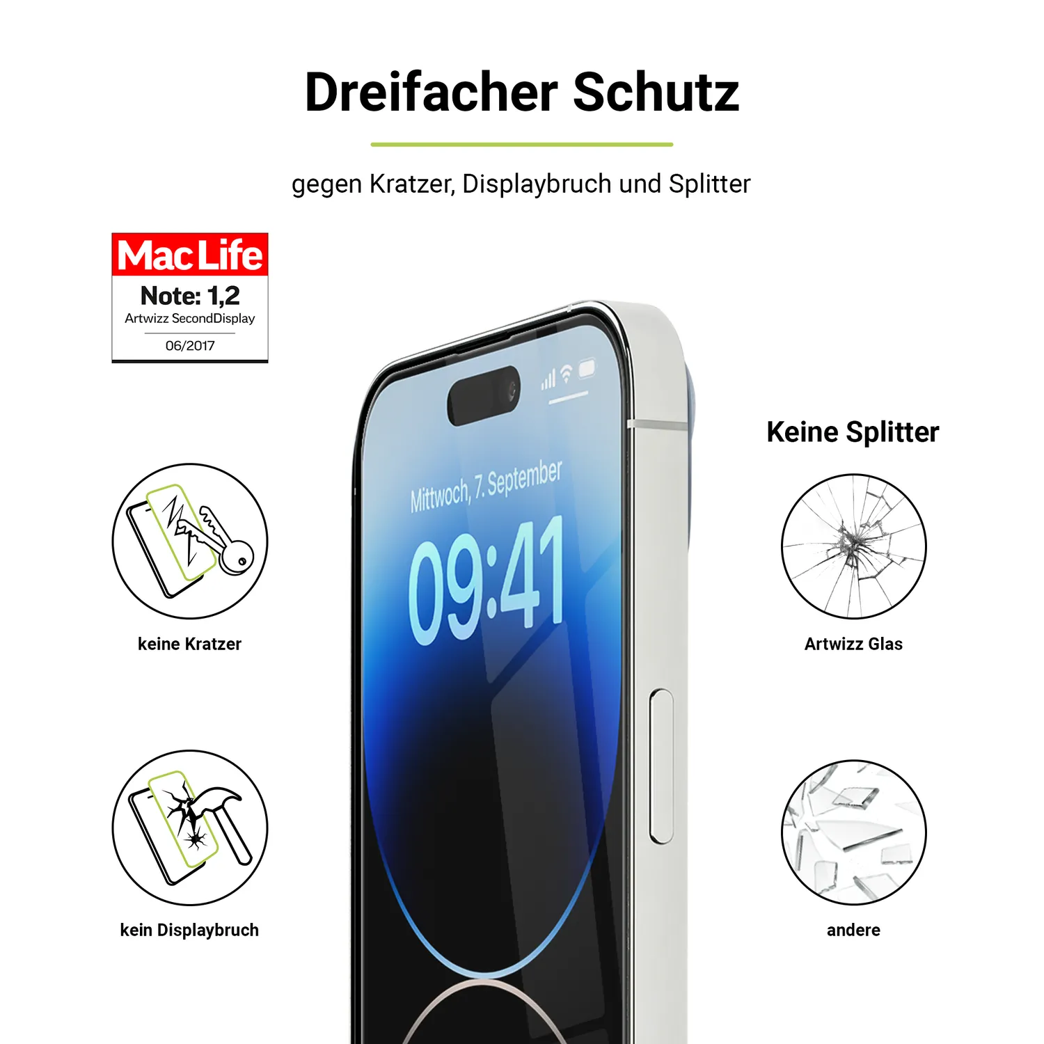 Artwizz SecondDisplay iPhone 14 Pro Max Panzerglas 3er Pack