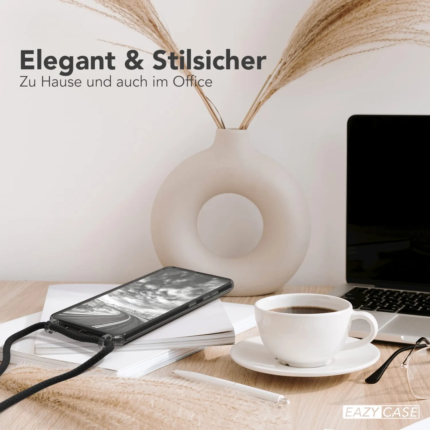 EAZY CASE Galaxy A51 Handykette Schwarz Kordel transparent