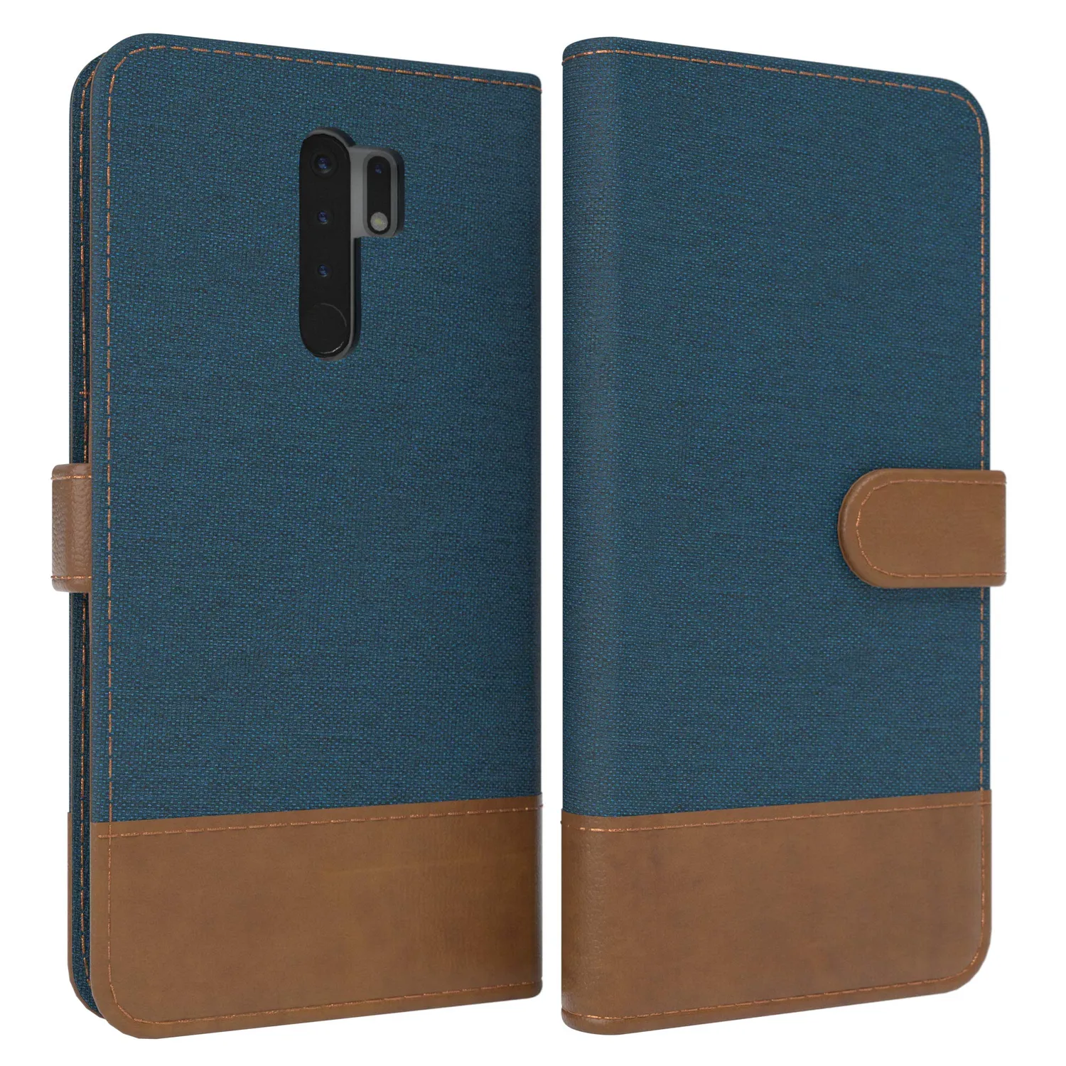 EAZY CASE Klapphülle Xiaomi Redmi 9 Schwarz Jeansoptik