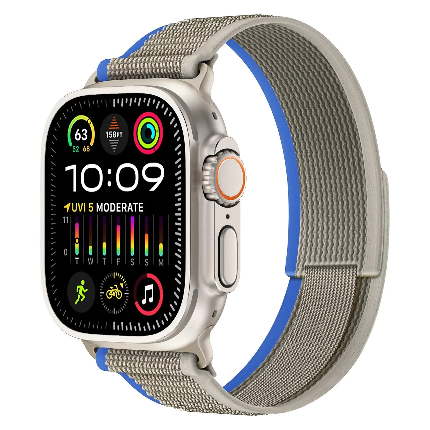 arktis Trail Apple Watch Armband Schwarz Klett Polyester