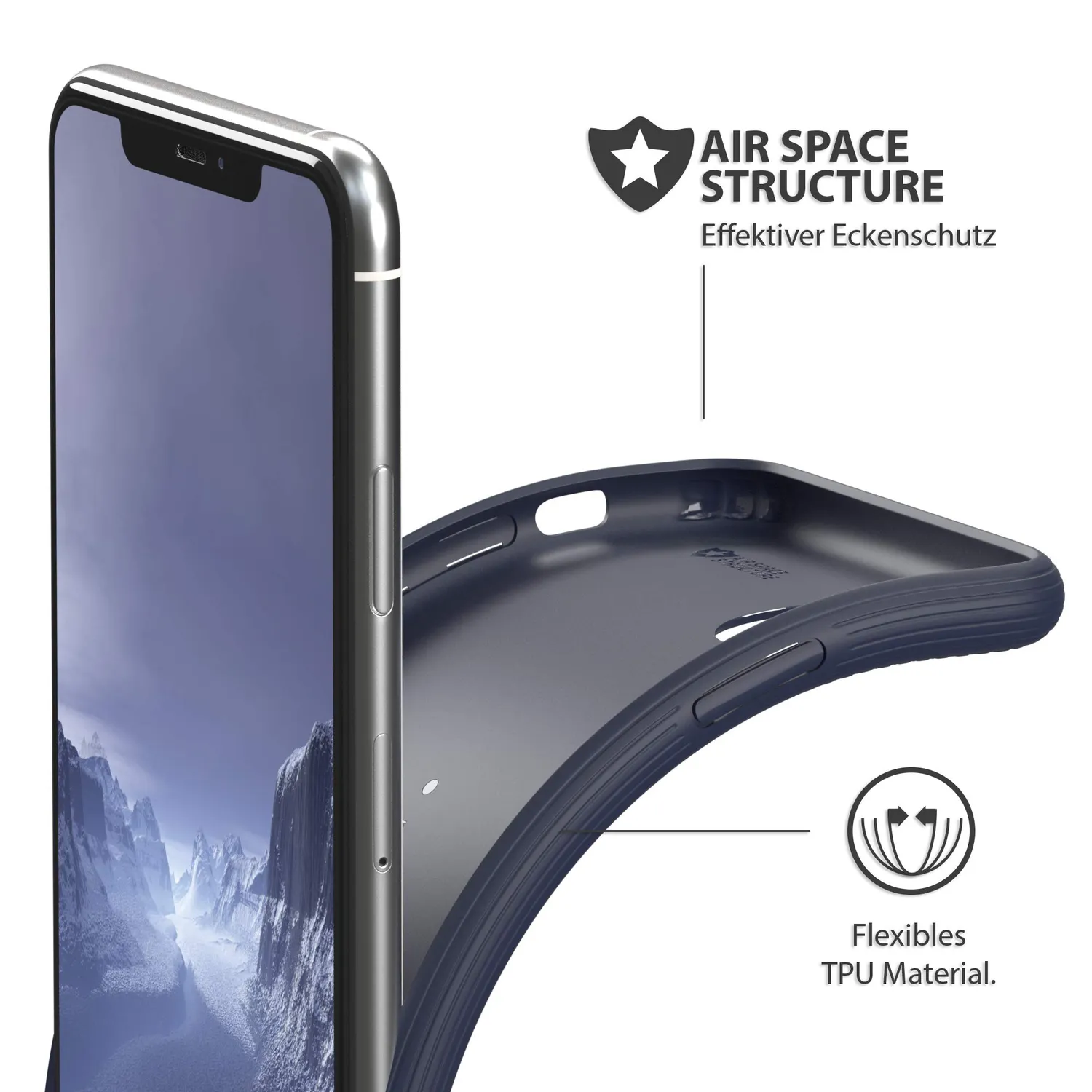 EAZY CASE iPhone 11 Pro Max Silikonhülle dunkelblau strukturiert