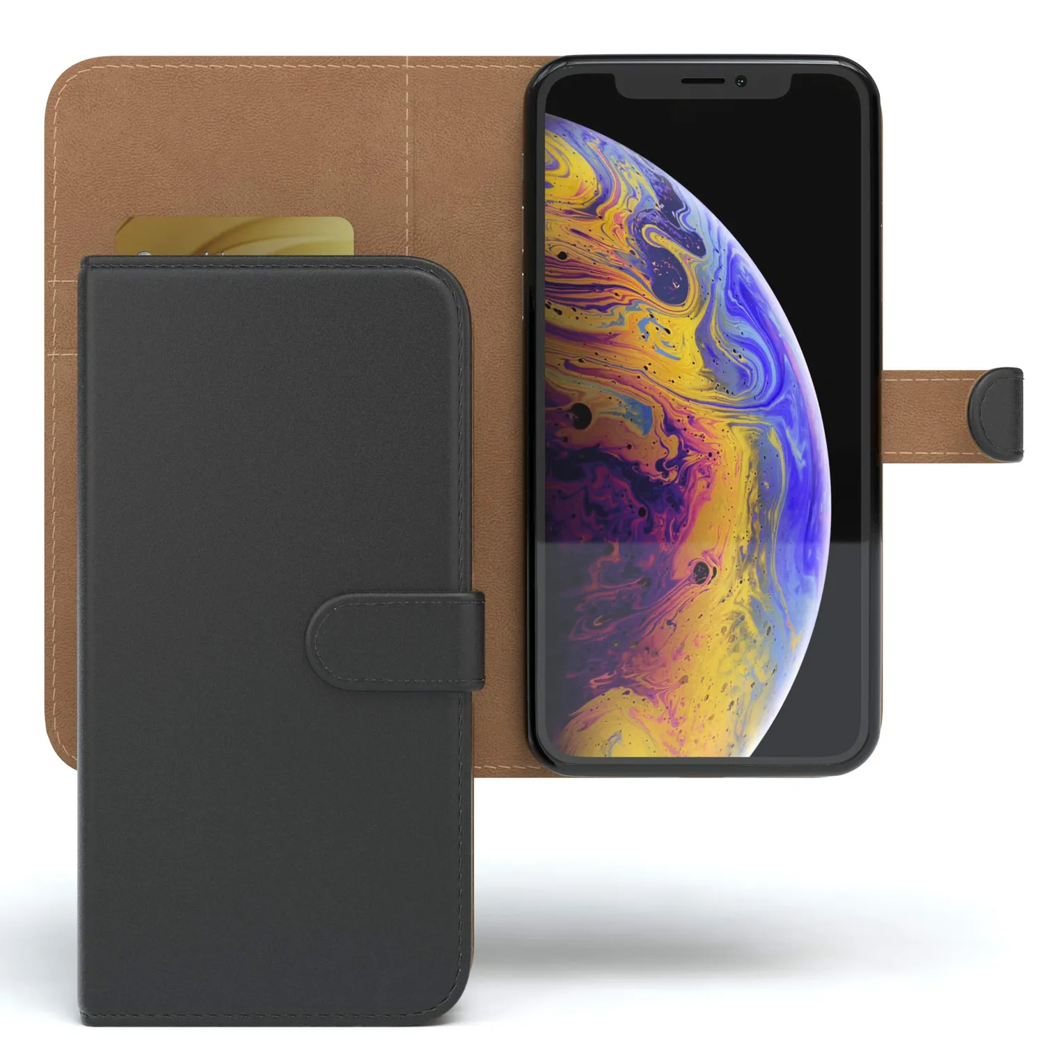 EAZY CASE Book iPhone XS Max Klapphülle Schwarz Kartenfach
