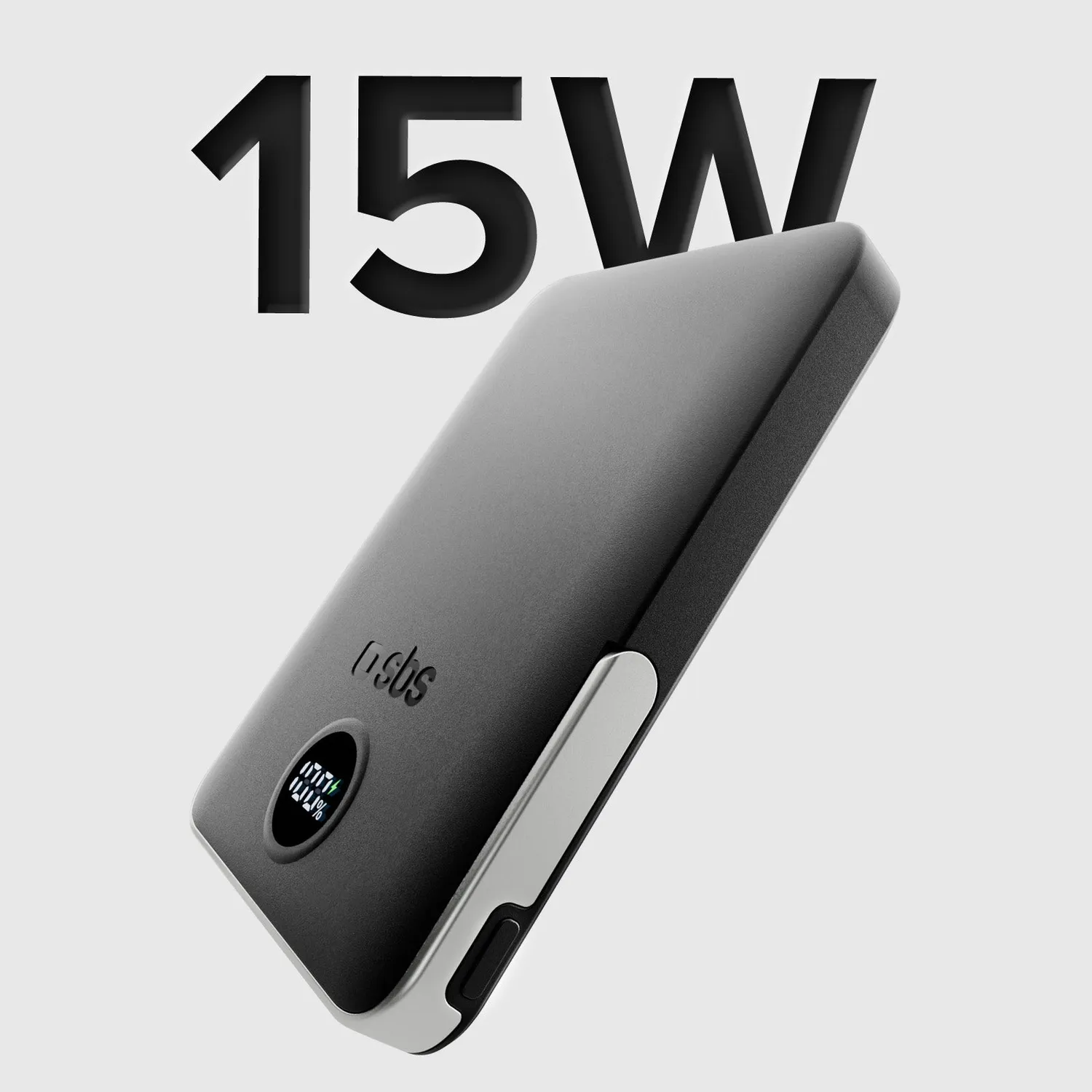 SBS Powerbank 5000mAh Wireless Powerbank Schwarz mit Ständer
