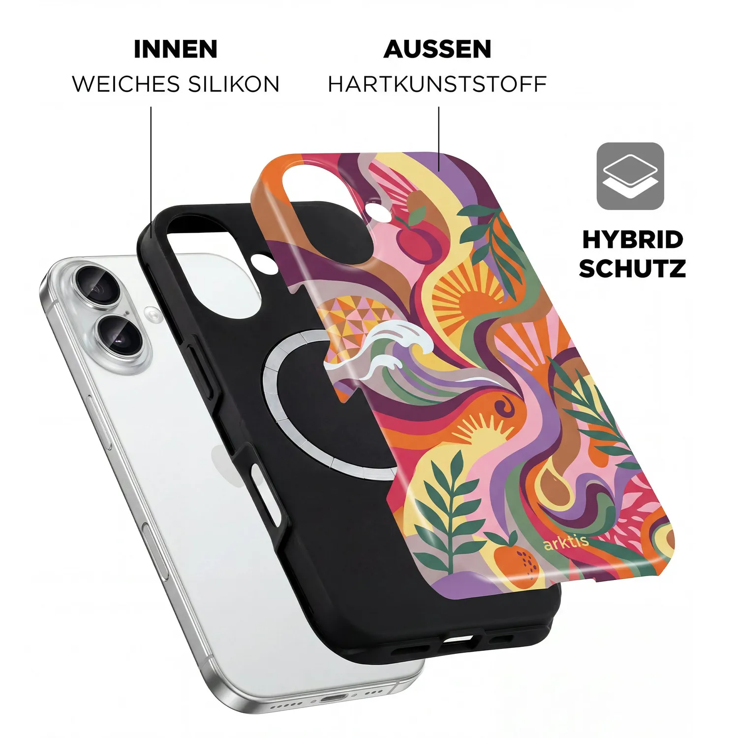 arktis Summer iPhone 16 Hülle MagSafe stoßfest